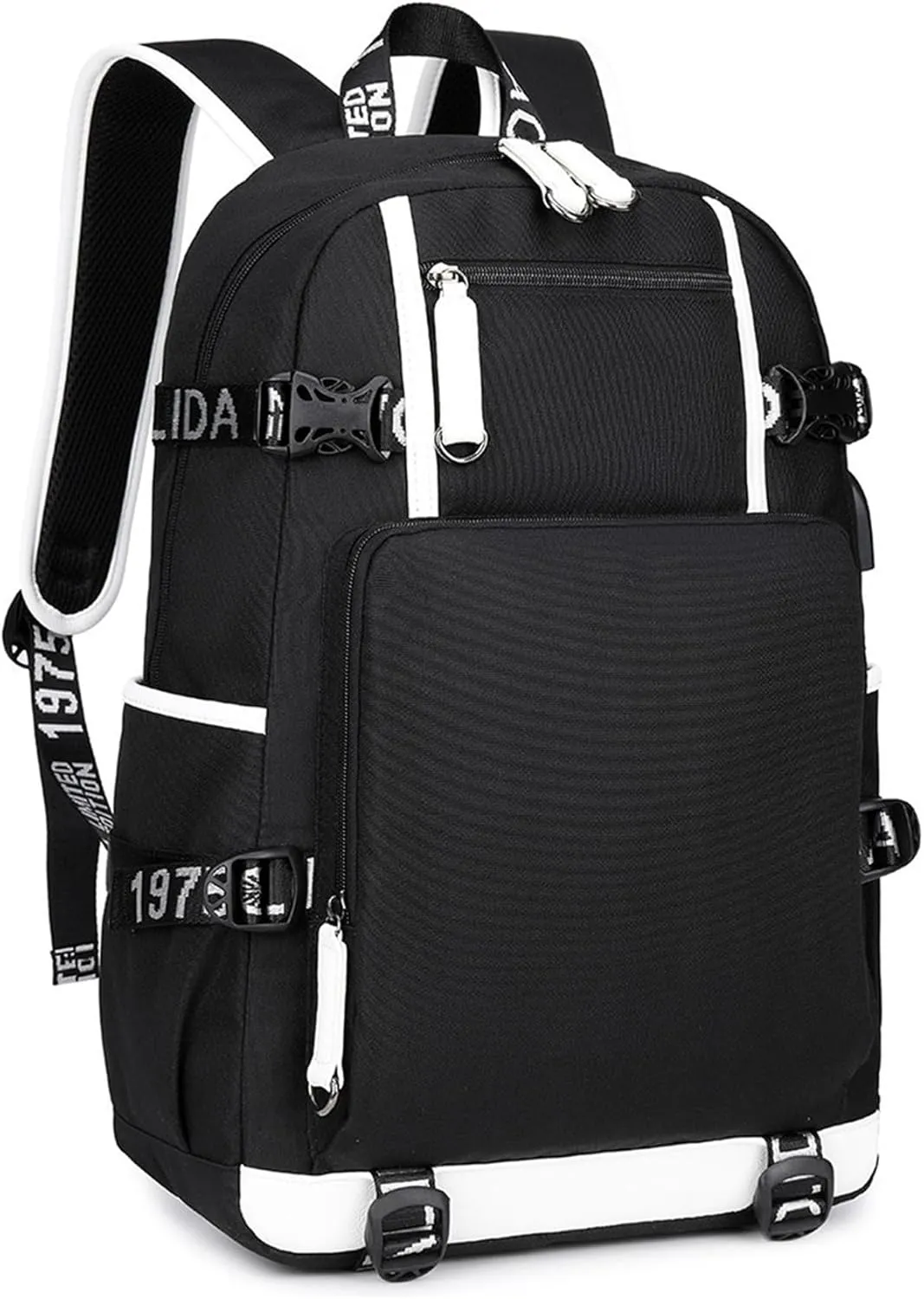 Cristiano Ronaldo Backpack with USB Charging Port Outdoor Travel Bookbag Classic Canvas Bagpack Lightweight Daypack