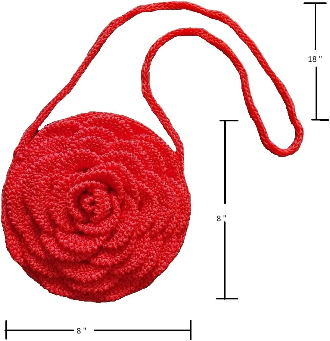 Crochet Handbag with Rose Design, For Women, Single Shoulder