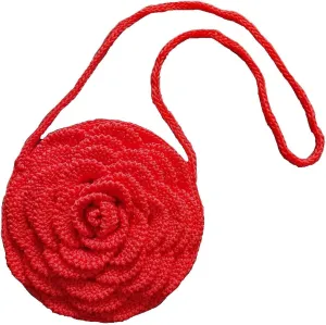 Crochet Handbag with Rose Design, For Women, Single Shoulder
