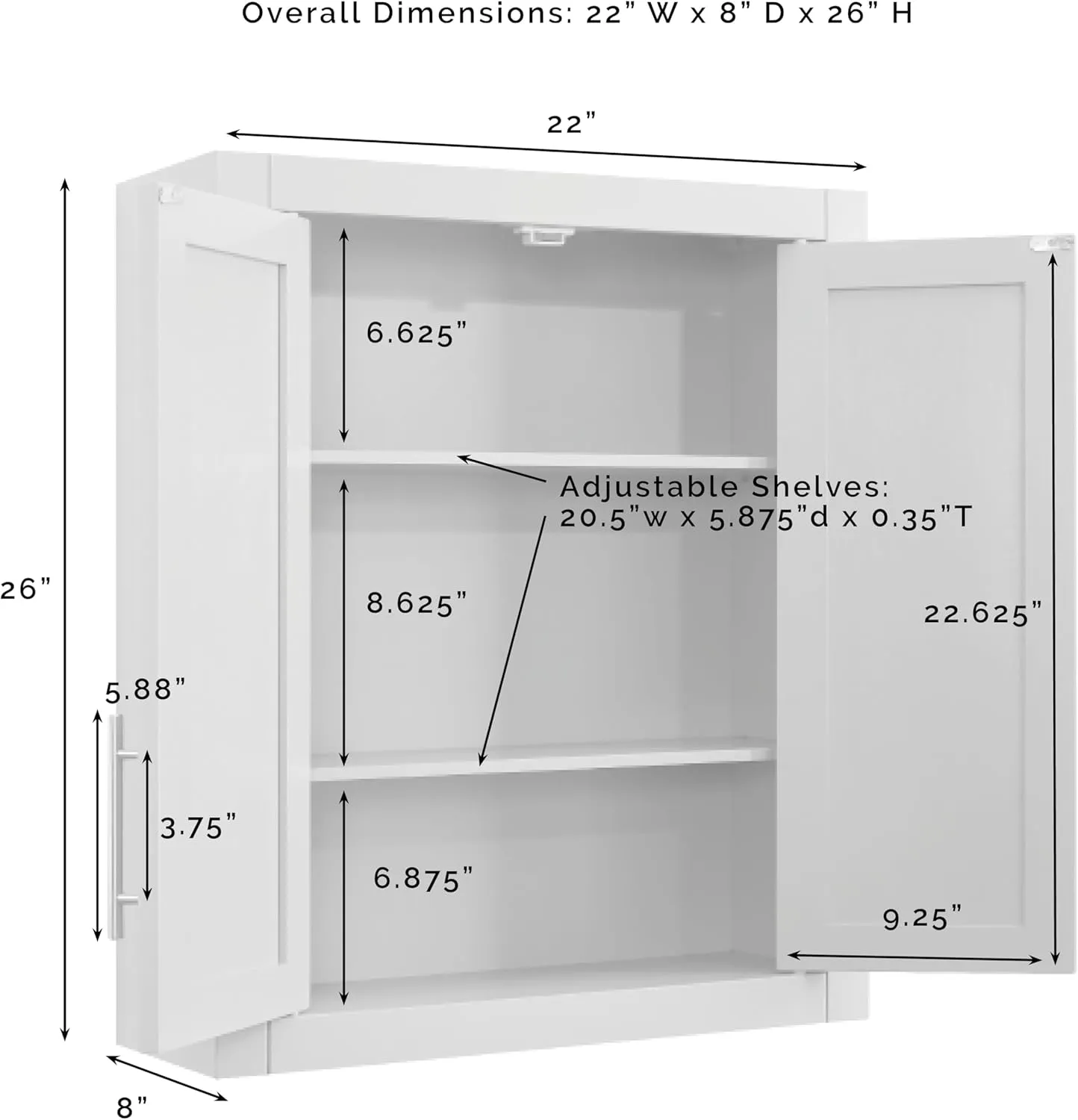 Crosley Furniture Savannah Wall Mounted Bathroom Storage Medicine Cabinet with Shelves, Navy
