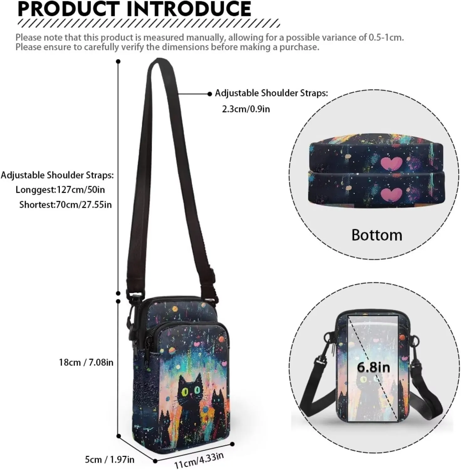 Crossbody Bag Sling Phone Wallet Purse Handbags for Women Men Travel