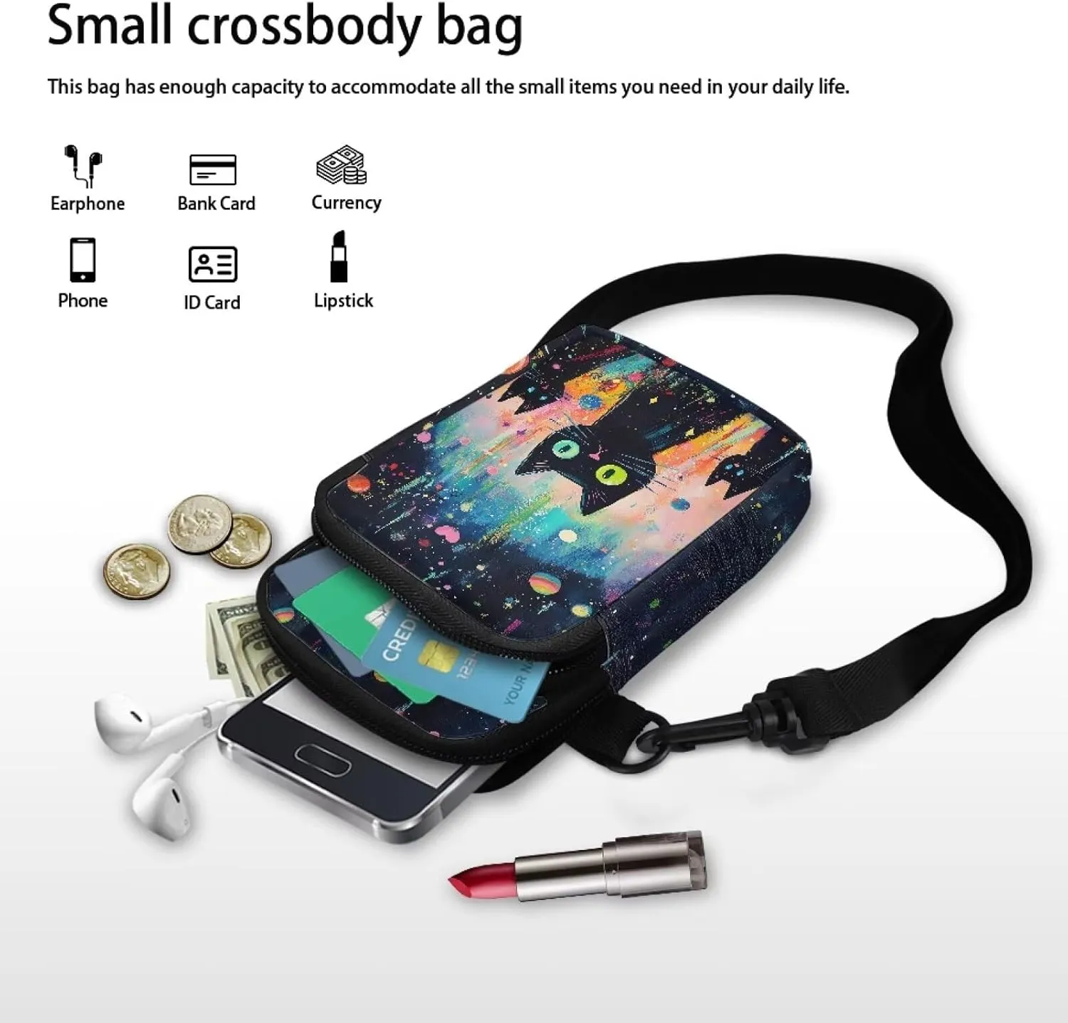 Crossbody Bag Sling Phone Wallet Purse Handbags for Women Men Travel