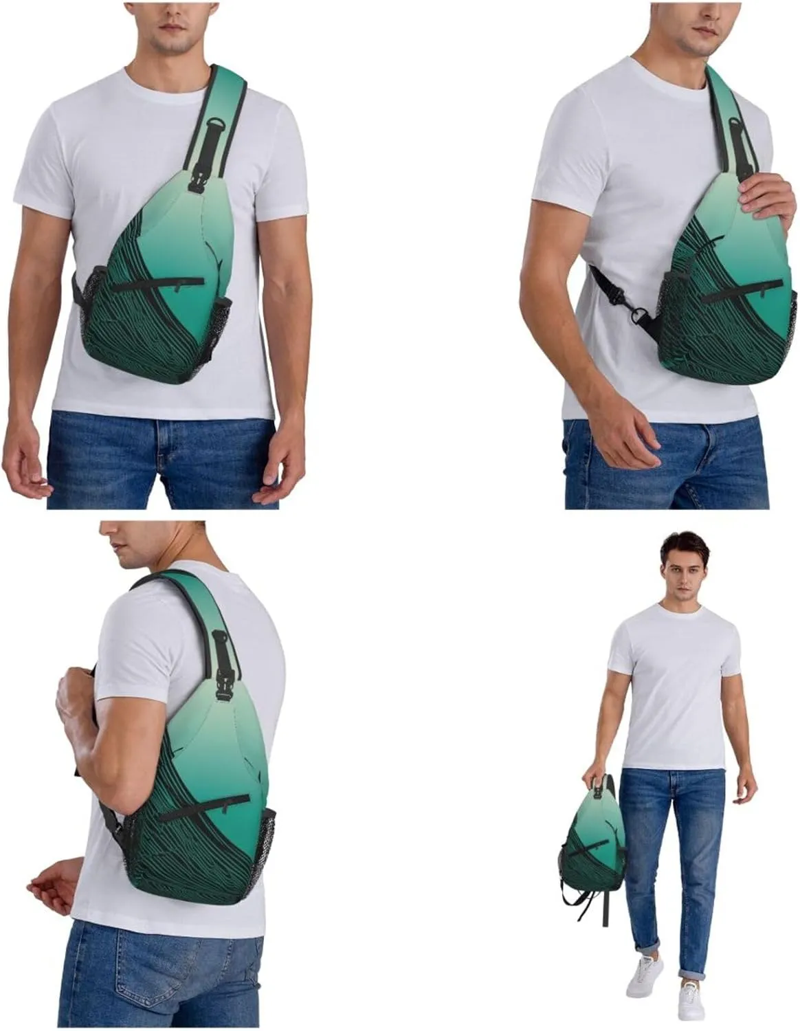 Crossbody Sling Backpack Sling Bag For Men Women Cross Chest Bag Shoulder Bag Free Flowing Line Pictures Travel Hiking Daypack