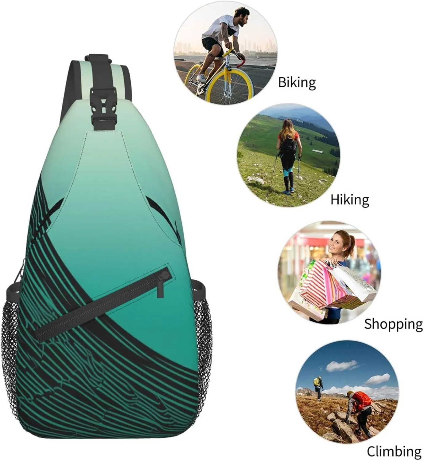 Crossbody Sling Backpack Sling Bag For Men Women Cross Chest Bag Shoulder Bag Free Flowing Line Pictures Travel Hiking Daypack
