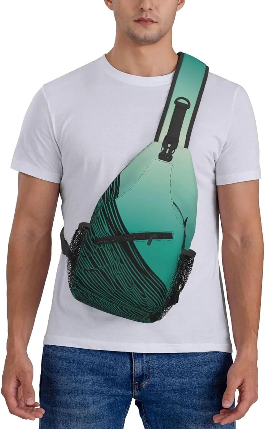 Crossbody Sling Backpack Sling Bag For Men Women Cross Chest Bag Shoulder Bag Free Flowing Line Pictures Travel Hiking Daypack