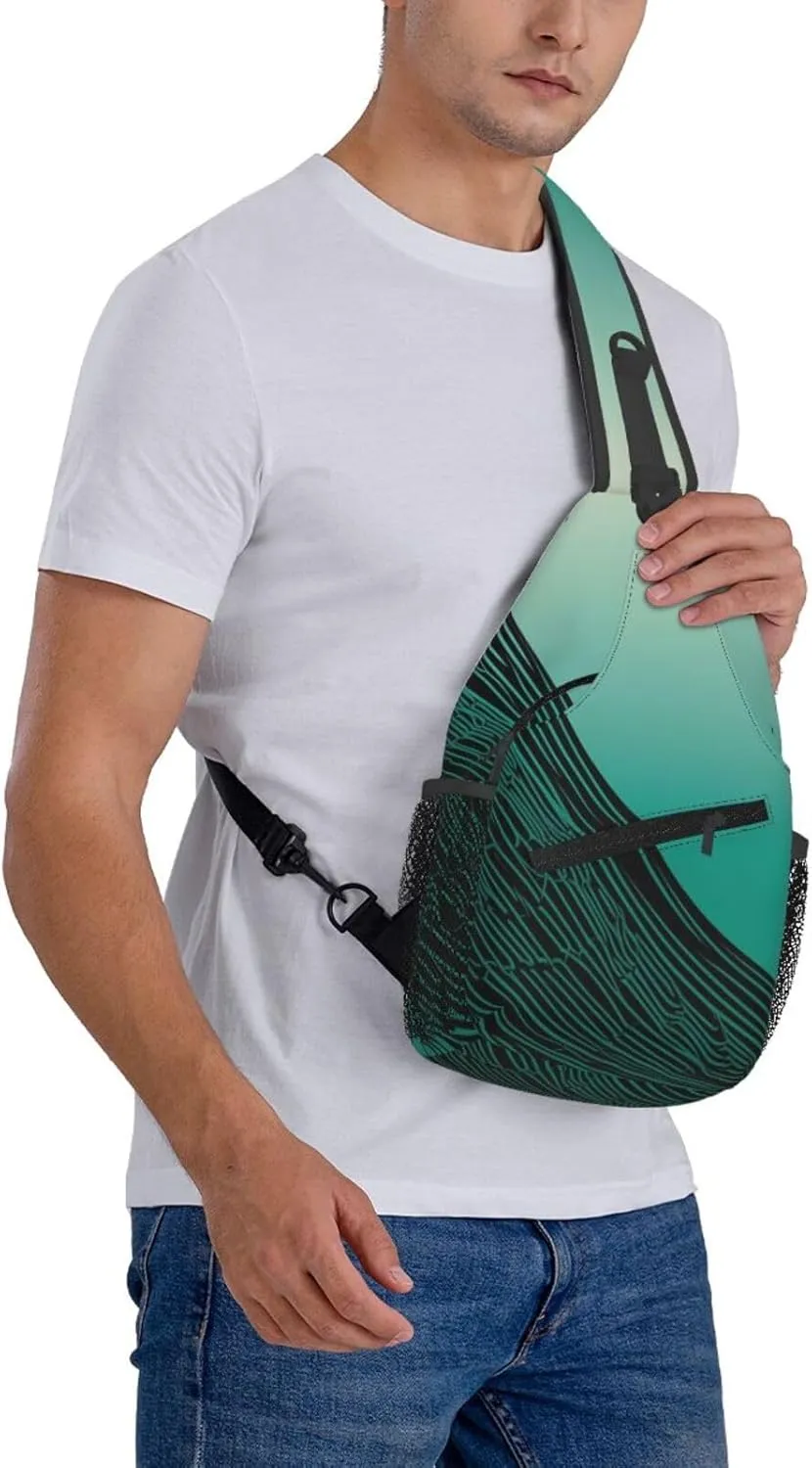 Crossbody Sling Backpack Sling Bag For Men Women Cross Chest Bag Shoulder Bag Free Flowing Line Pictures Travel Hiking Daypack