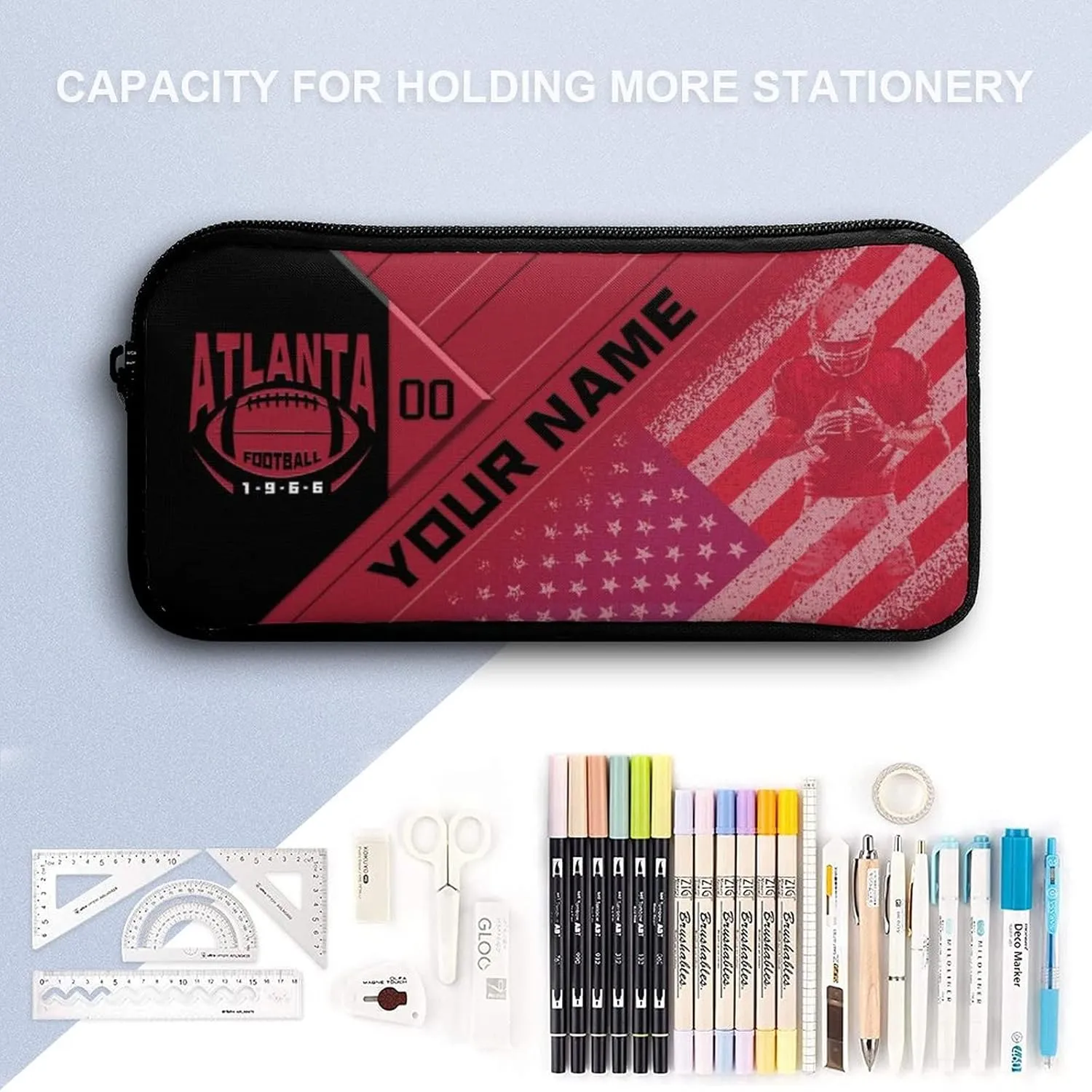 Custom Atlanta Backpack with Lunch Bag Pencil Case Personalized Name Number 3 Piece Set Gifts for Men Women