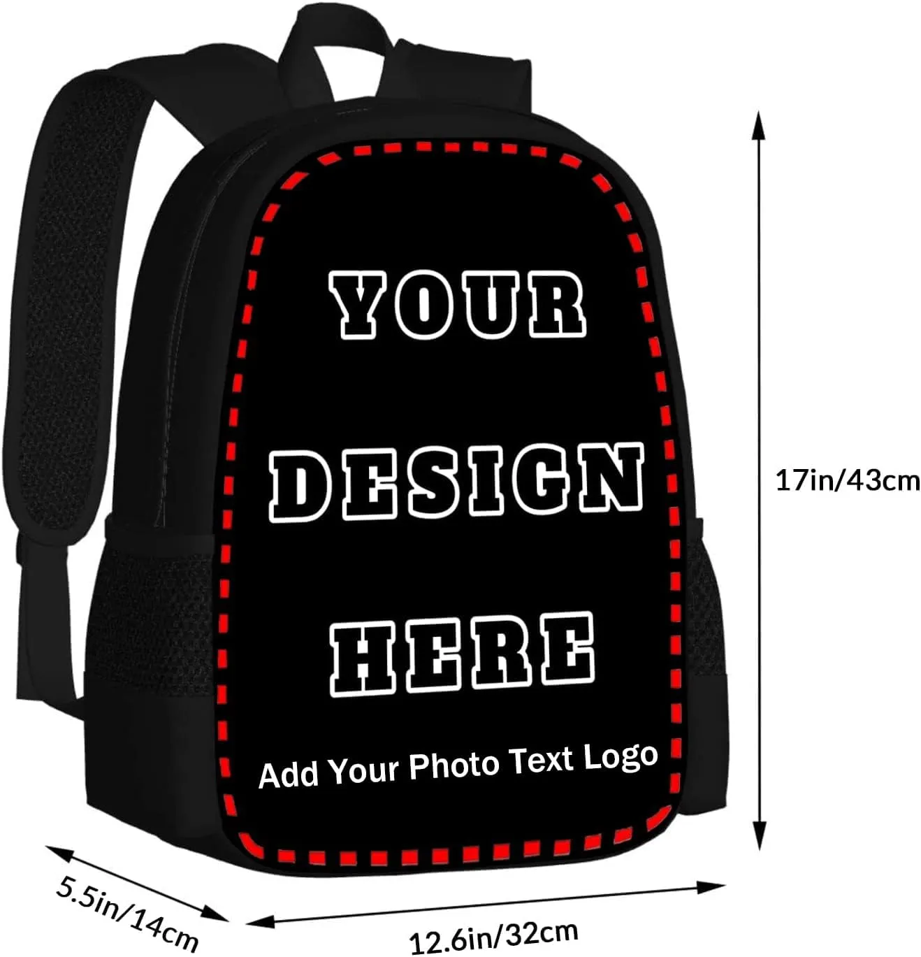 Custom Backpack for Boy Girl, Custom Personalized Text Image Backpack, Customize Laptop Backpack for Men Women, Custom 17In Casual Travel Backpack