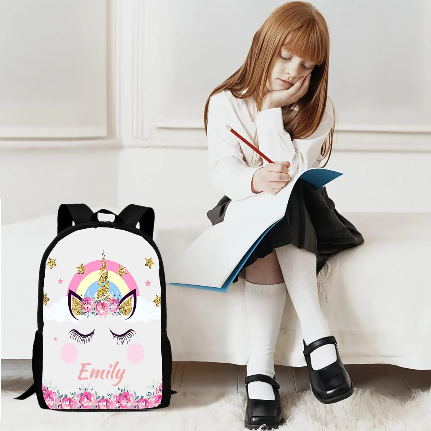 Custom Backpack for Boy Girl, Custom Personalized Text Image Backpack, Customize Laptop Backpack for Men Women, Custom 17In Casual Travel Backpack