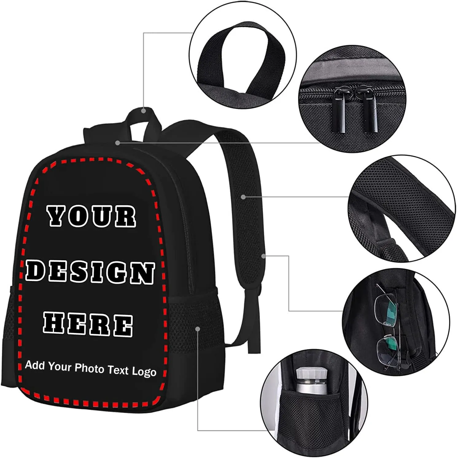 Custom Backpack for Boy Girl, Custom Personalized Text Image Backpack, Customize Laptop Backpack for Men Women, Custom 17In Casual Travel Backpack