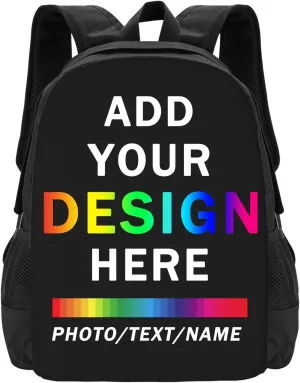Custom Backpack, Personalized Backpack with Photo Text Name, Customized Large Capacity Casual Cute Backpack for Work Hiking Camping Travel, Style 1