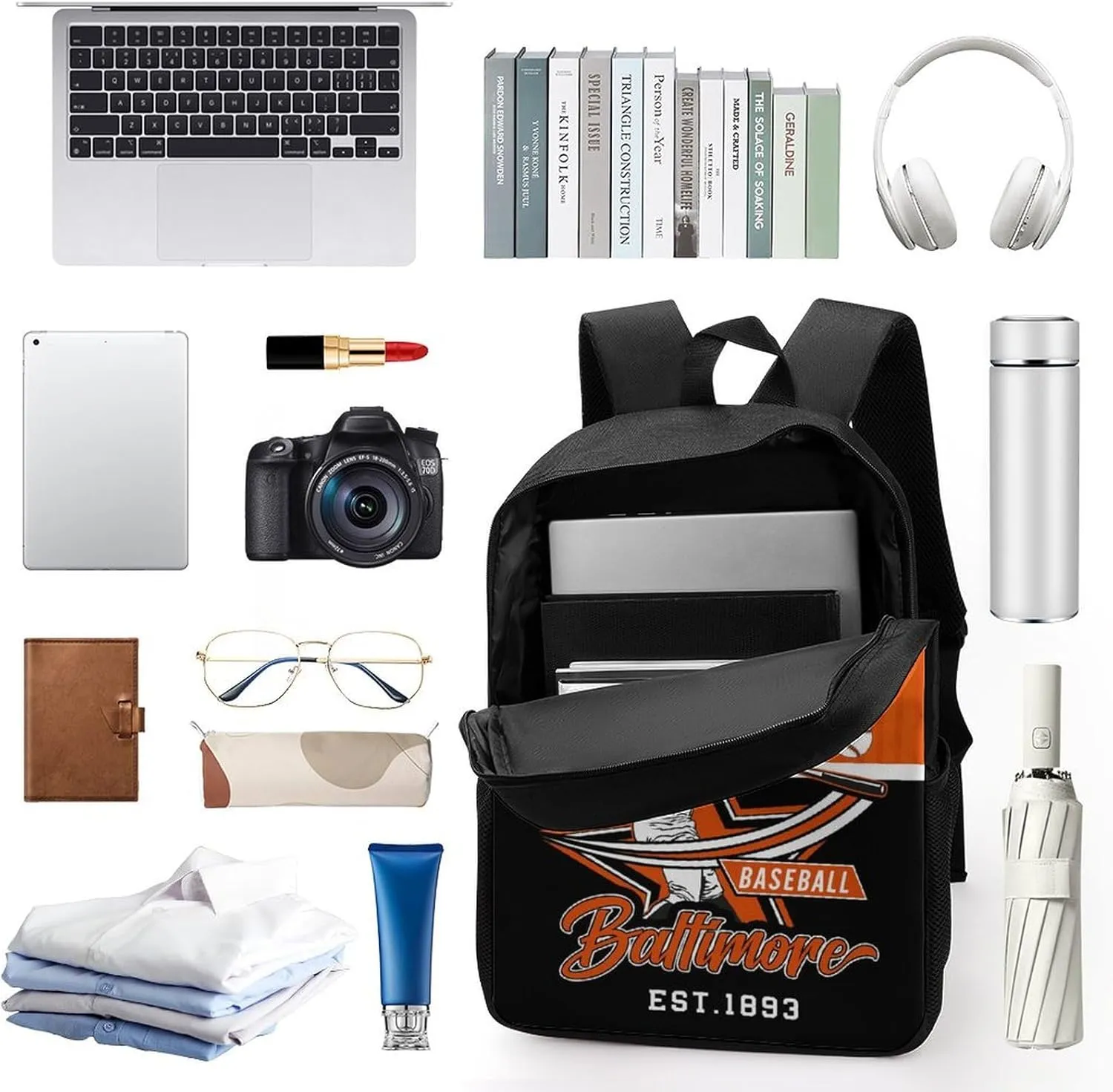 Custom Baltimore Backpack Gift for Men Women Boys Girls, Personalized Name Number Shoulder Bag for School Travel Daypack