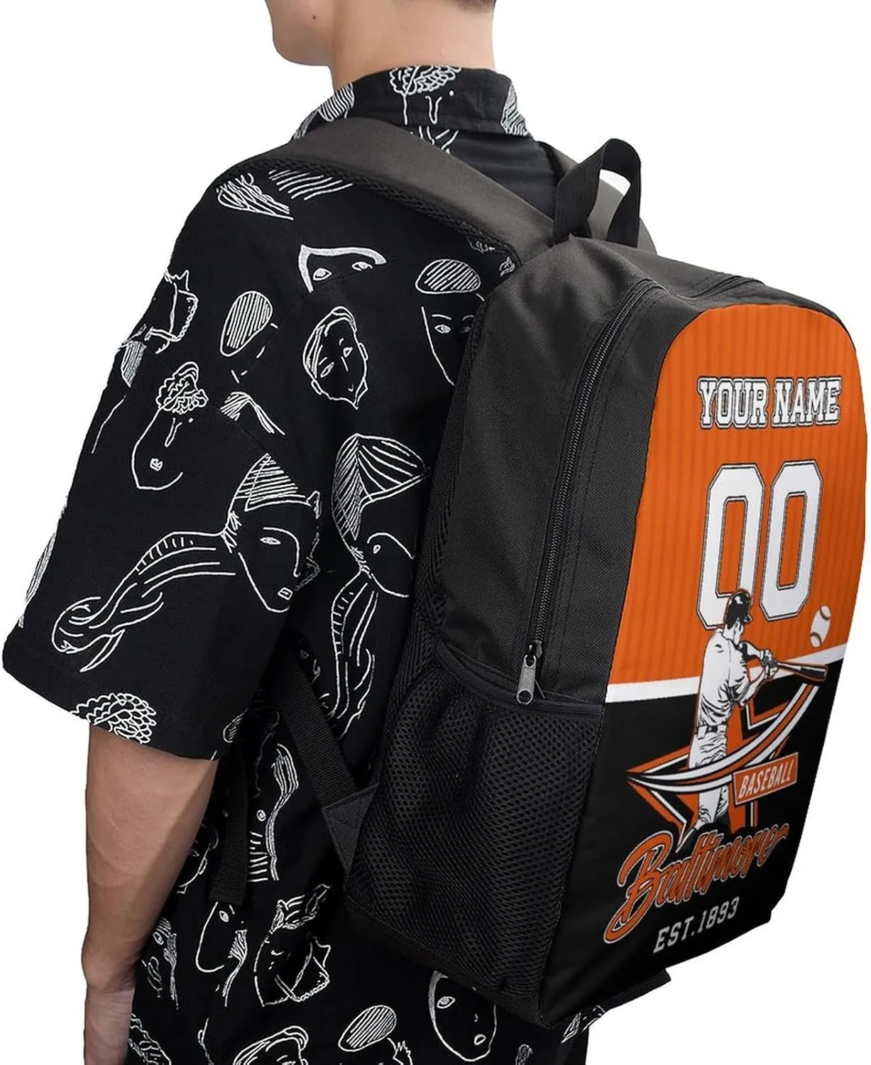 Custom Baltimore Backpack Gift for Men Women Boys Girls, Personalized Name Number Shoulder Bag for School Travel Daypack