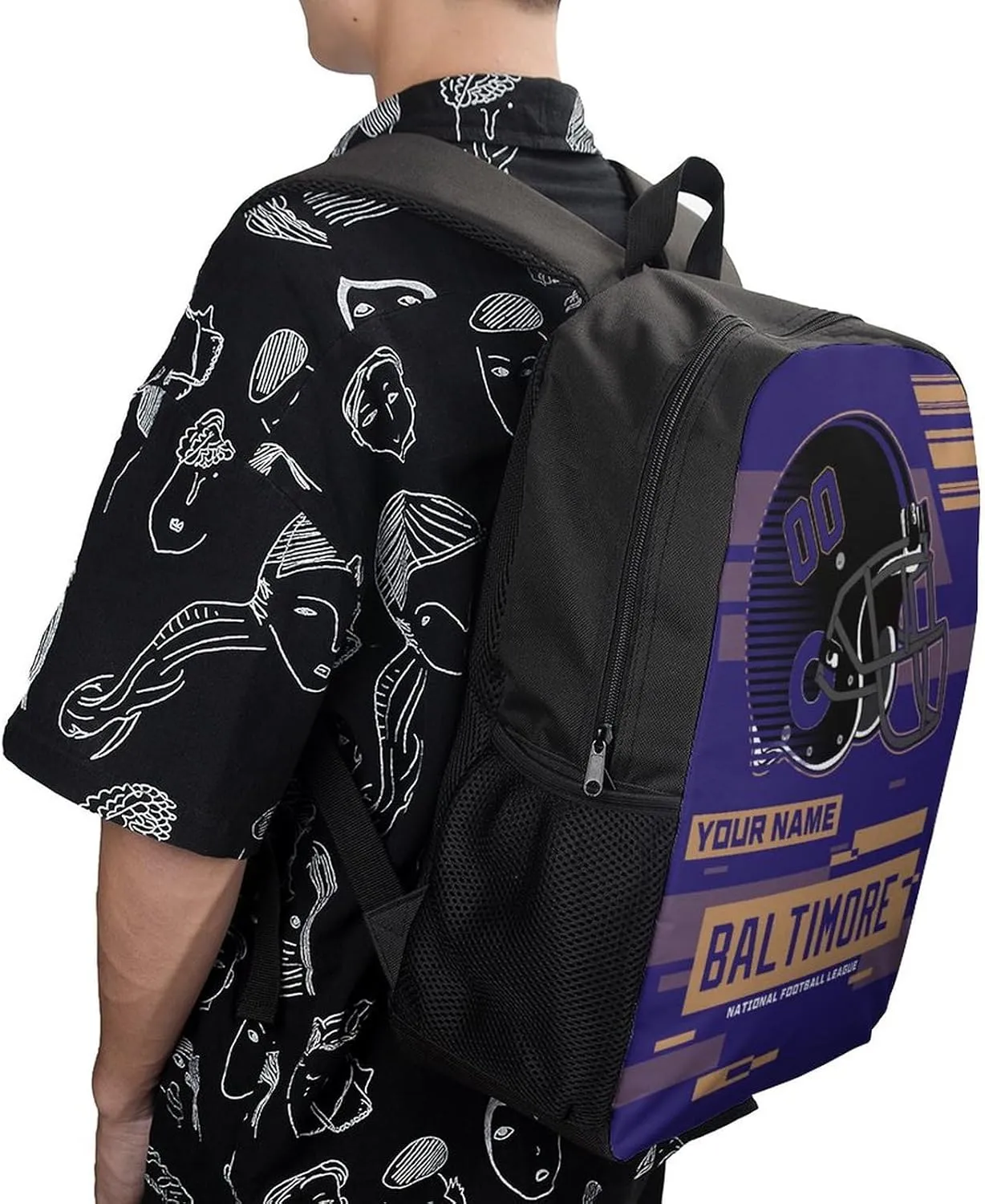 Custom Baltimore Backpack Personalized Name Number 17 Inch Laptop Shoulder Bag Fan Gift for Boy Girl Men Women