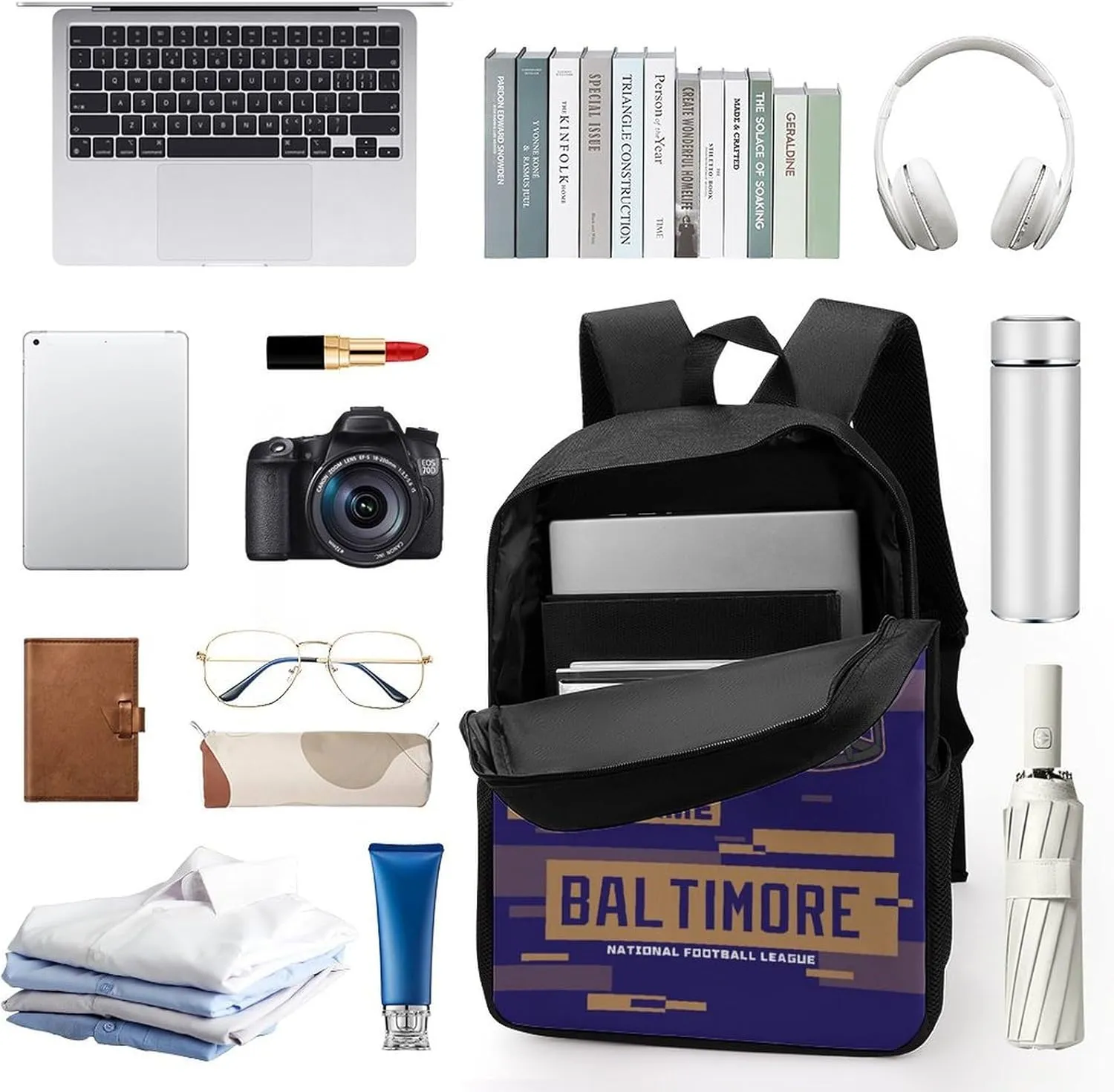 Custom Baltimore Backpack Personalized Name Number 17 Inch Laptop Shoulder Bag Fan Gift for Boy Girl Men Women