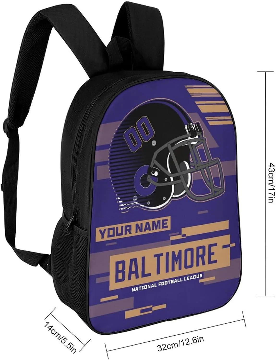 Custom Baltimore Backpack Personalized Name Number 17 Inch Laptop Shoulder Bag Fan Gift for Boy Girl Men Women
