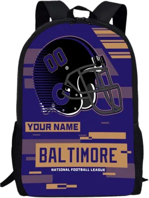 Custom Baltimore Backpack Personalized Name Number 17 Inch Laptop Shoulder Bag Fan Gift for Boy Girl Men Women
