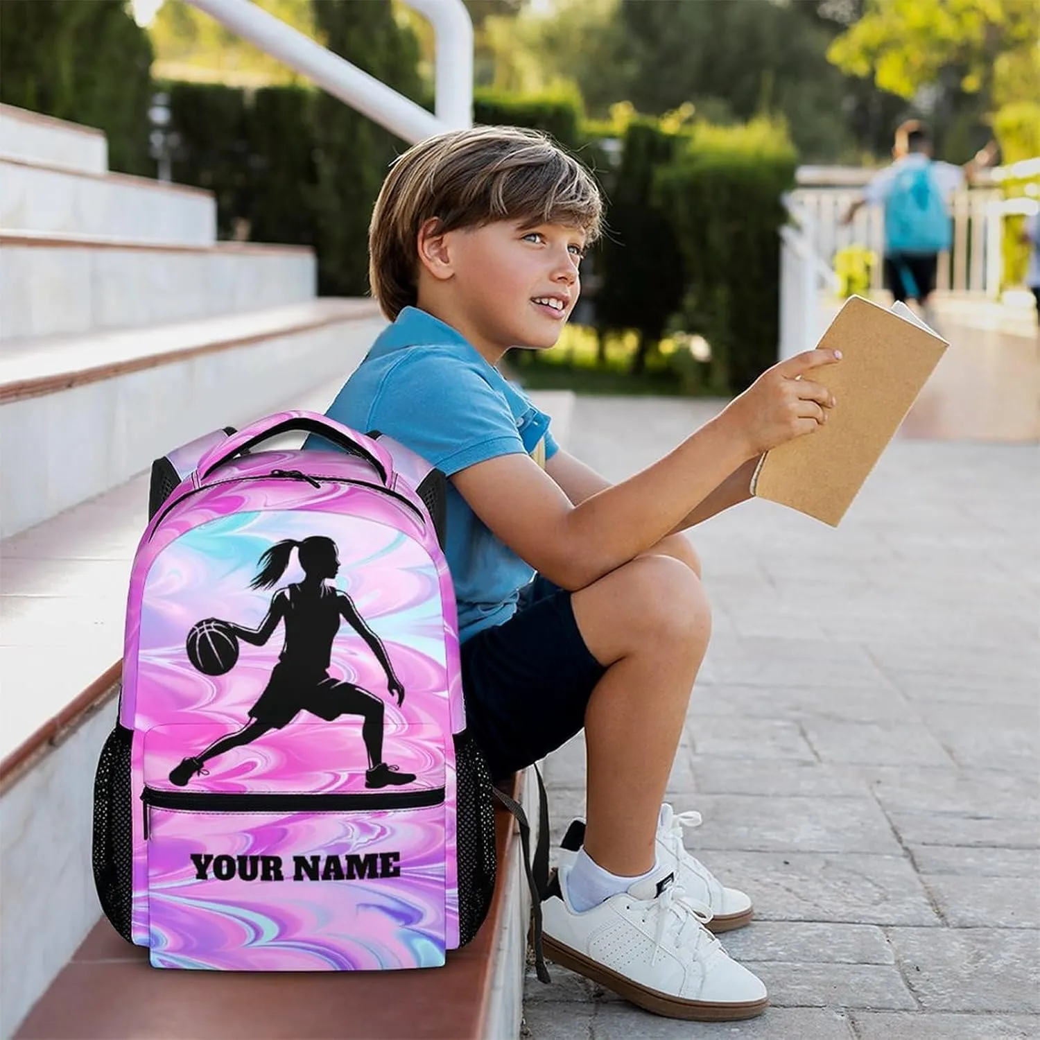 Custom Basketball Backpack for Student, Printed Bookbag with Name for Kindergarten Students, Kids Back to School Gift, Fashion Customized Casual Book Bag for Boys Girls