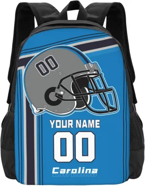 Custom Carolina Backpack Personalized Name Number, Customize High Capacity Bookbag 17 Inch Laptop Bag Travel Backpack Gifts for Men Women Boys