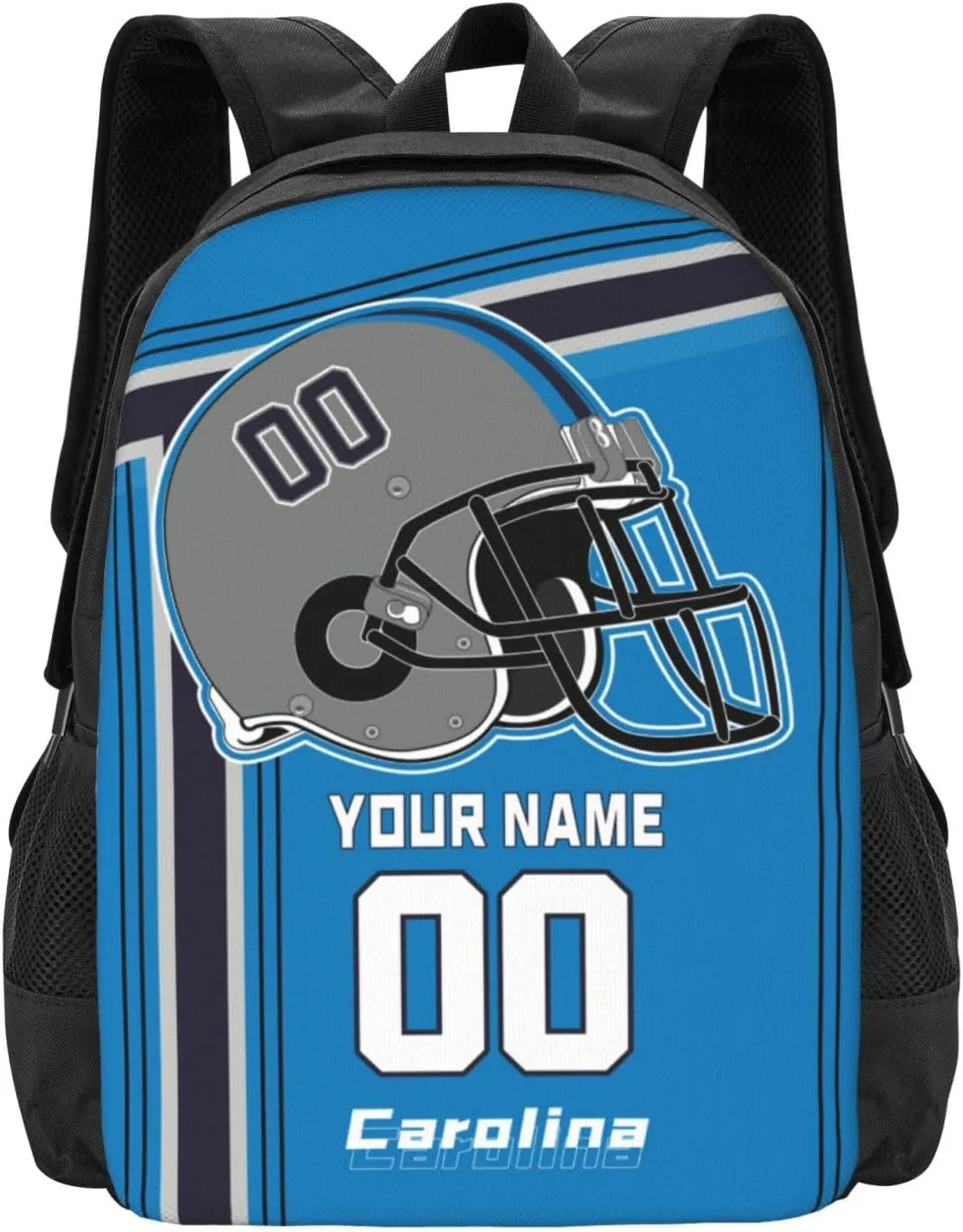 Custom Carolina Backpack Personalized Name Number, Customize High Capacity Bookbag 17 Inch Laptop Bag Travel Backpack Gifts for Men Women Boys
