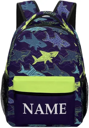 Custom Cartoon Shark Backpack Personalized Name Text Backpack Daypacks Customized BookBags School Bag for Student Boys Girls