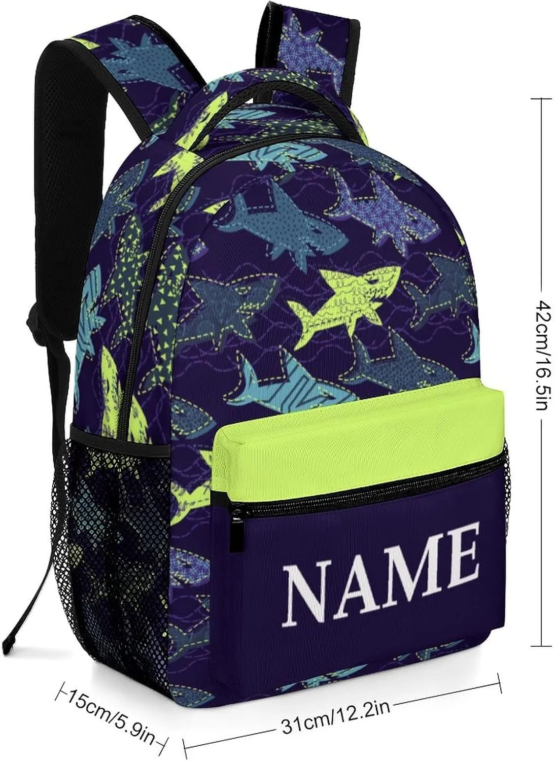 Custom Cartoon Shark Backpack Personalized Name Text Backpack Daypacks Customized BookBags School Bag for Student Boys Girls