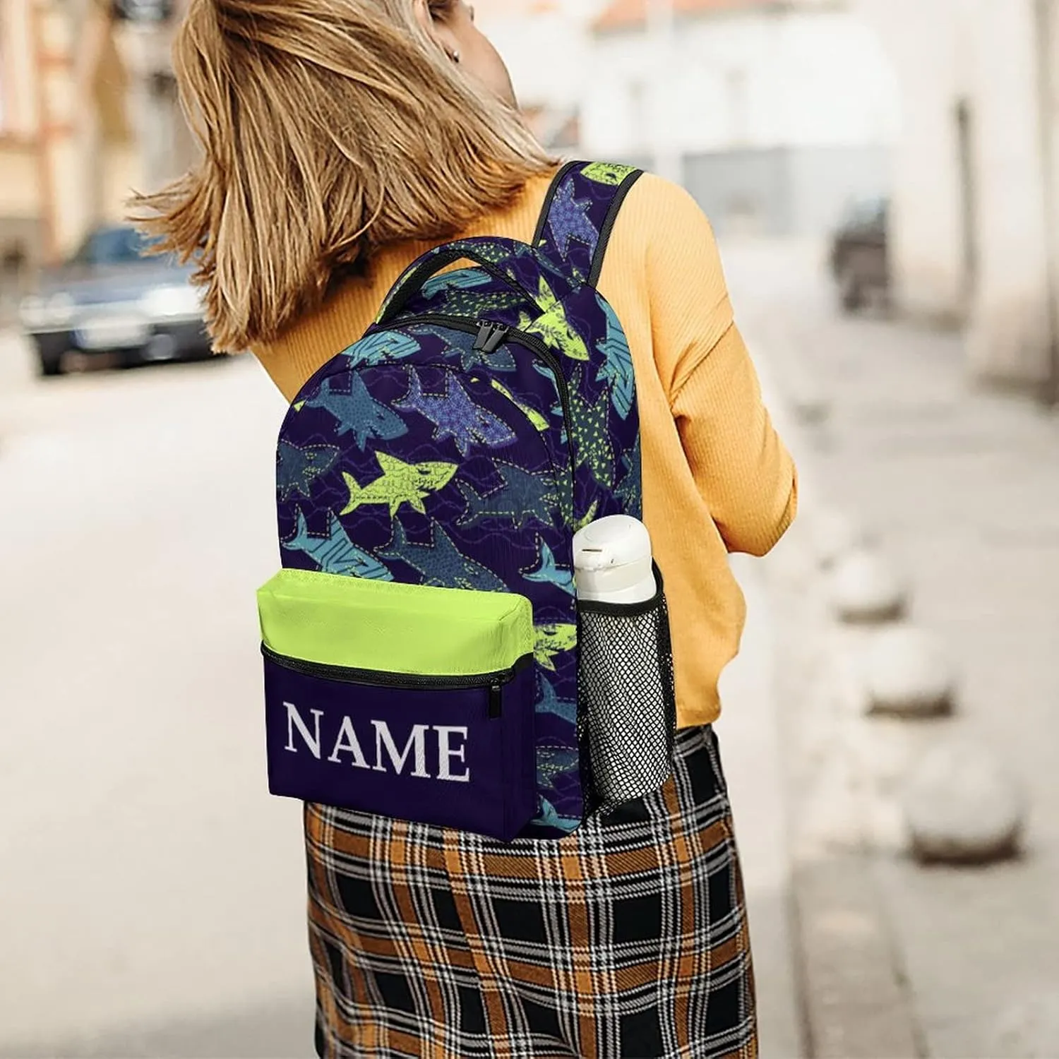 Custom Cartoon Shark Backpack Personalized Name Text Backpack Daypacks Customized BookBags School Bag for Student Boys Girls