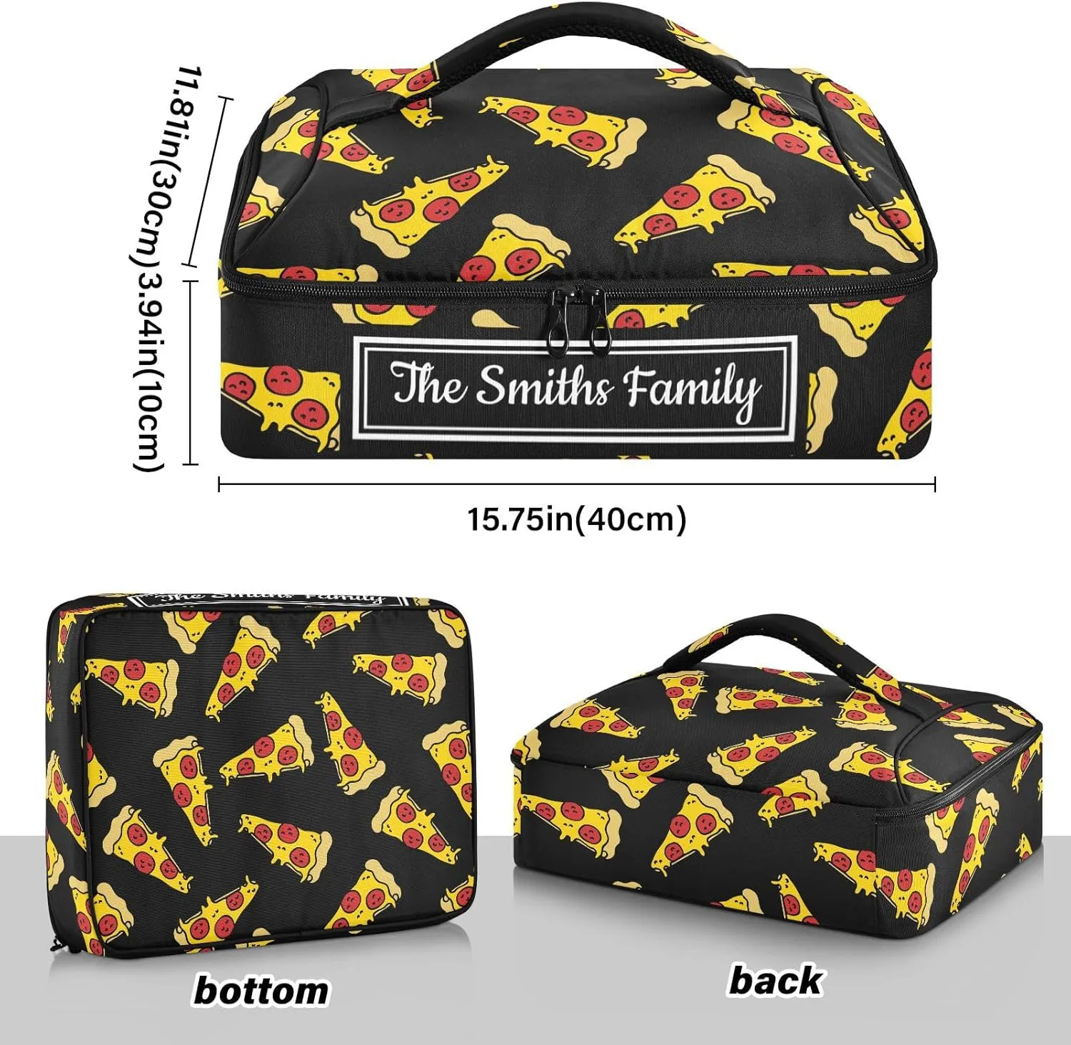 Custom Casserole Dish Carrier Bag Pizza Food Personalized Insulated Casserole Carrier Portable Leakproof Food Carrier for Travel, Potluck Parties, Beach
