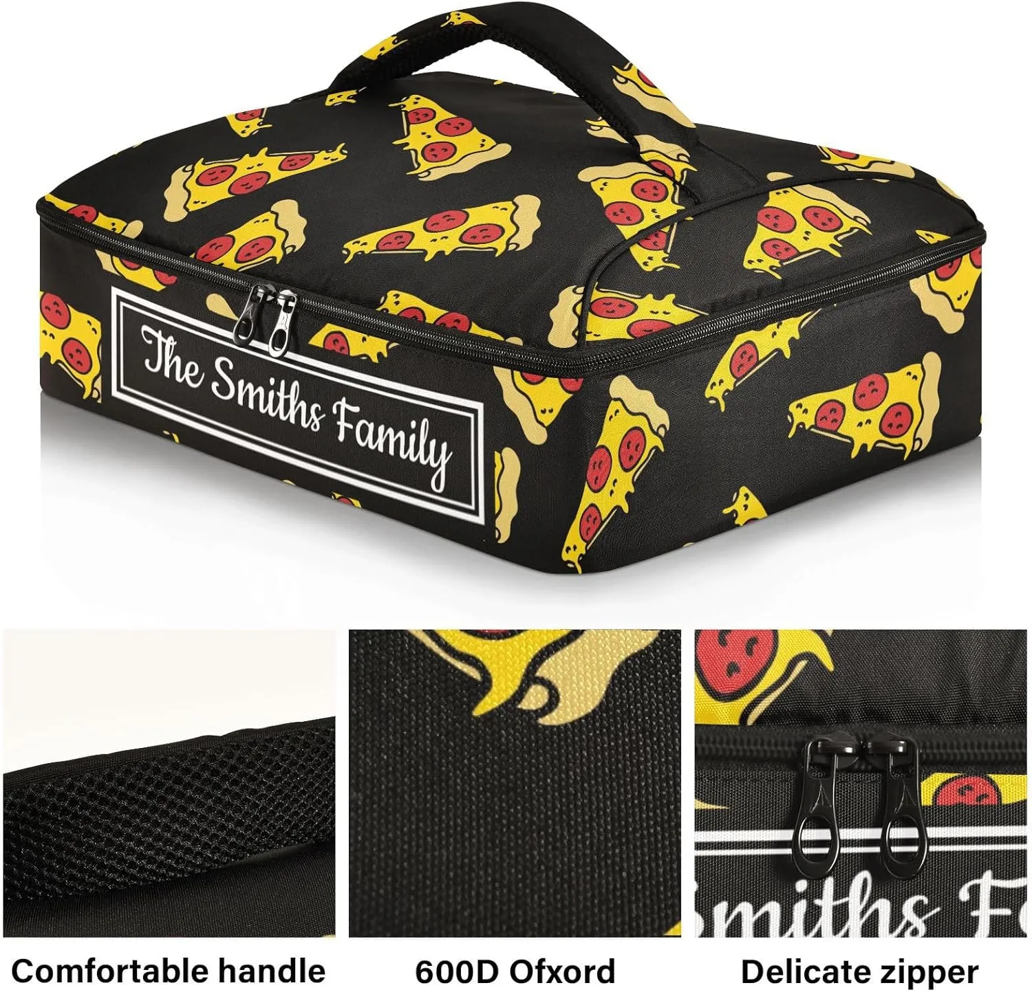 Custom Casserole Dish Carrier Bag Pizza Food Personalized Insulated Casserole Carrier Portable Leakproof Food Carrier for Travel, Potluck Parties, Beach