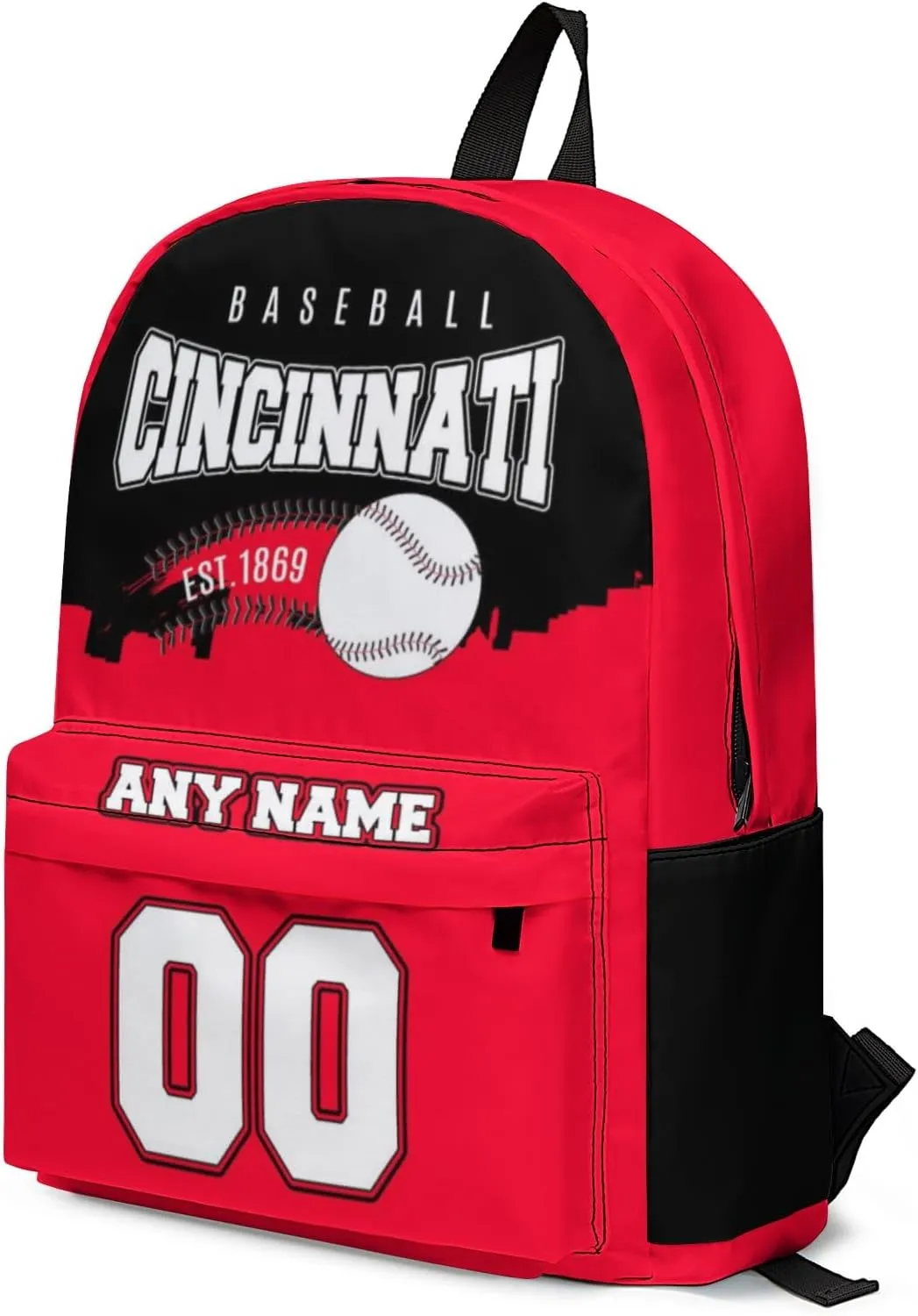 Custom Cincinnati Backpack High Capacity Personalized Name Number Laptop Bag Travel Shoulder Daypack Fans Gift for Men Women Boy