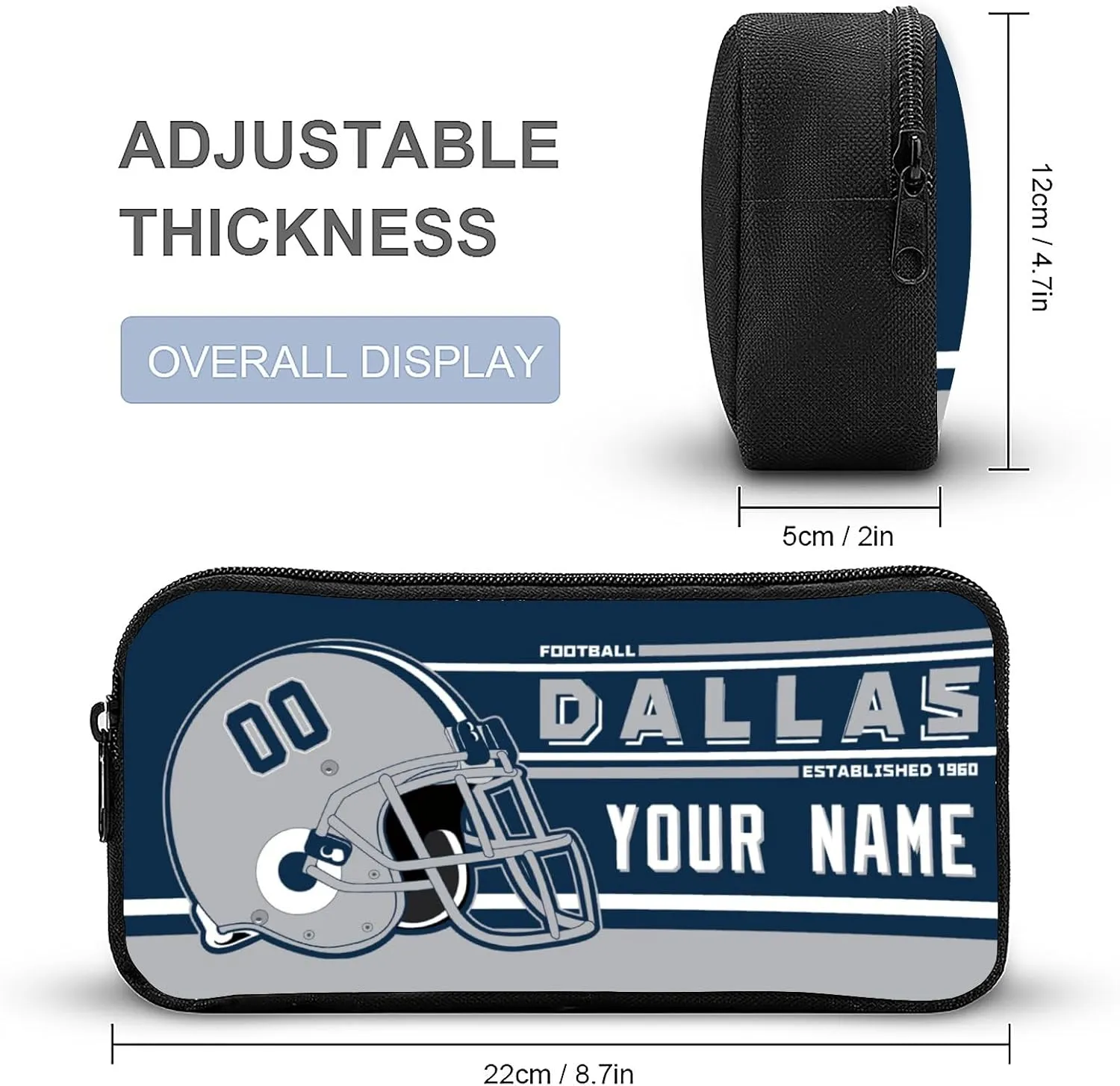 Custom Dallas Backpack Personalized Name Number Large Capacity Laptop Bag for School Men Women Fan Gift (17 Inch)