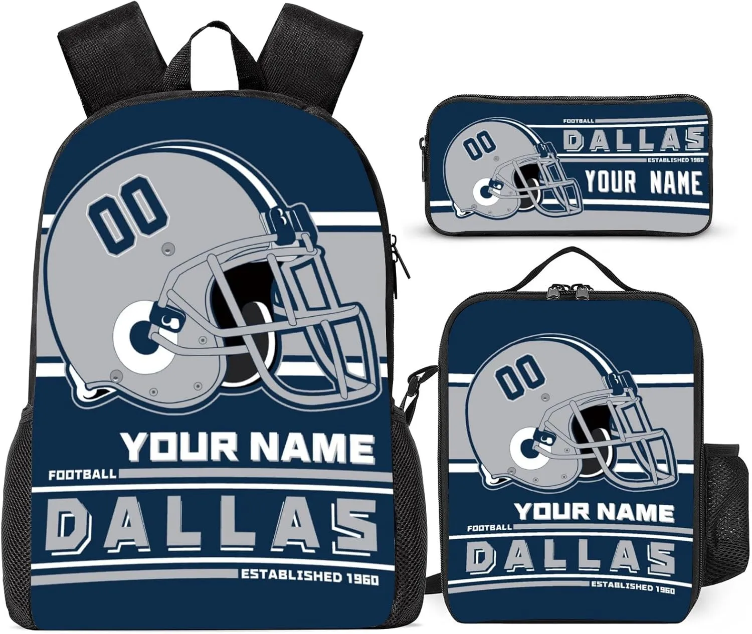 Custom Dallas Backpack Personalized Name Number Large Capacity Laptop Bag for School Men Women Fan Gift (17 Inch)