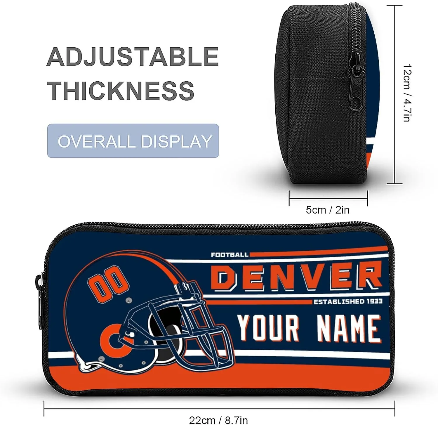 Custom Denver Backpack Personalized Name Number Large Capacity Laptop Bag for School Men Women Fan Gift (17 Inch)