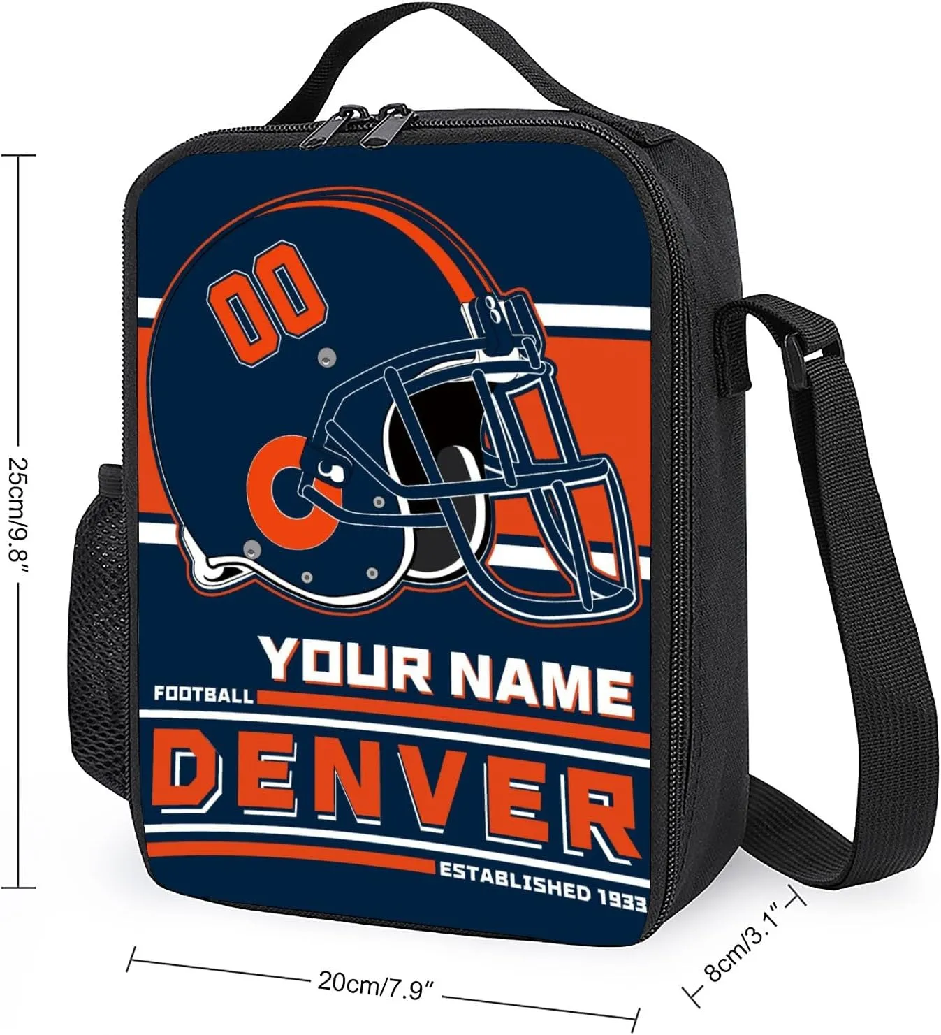 Custom Denver Backpack Personalized Name Number Large Capacity Laptop Bag for School Men Women Fan Gift (17 Inch)