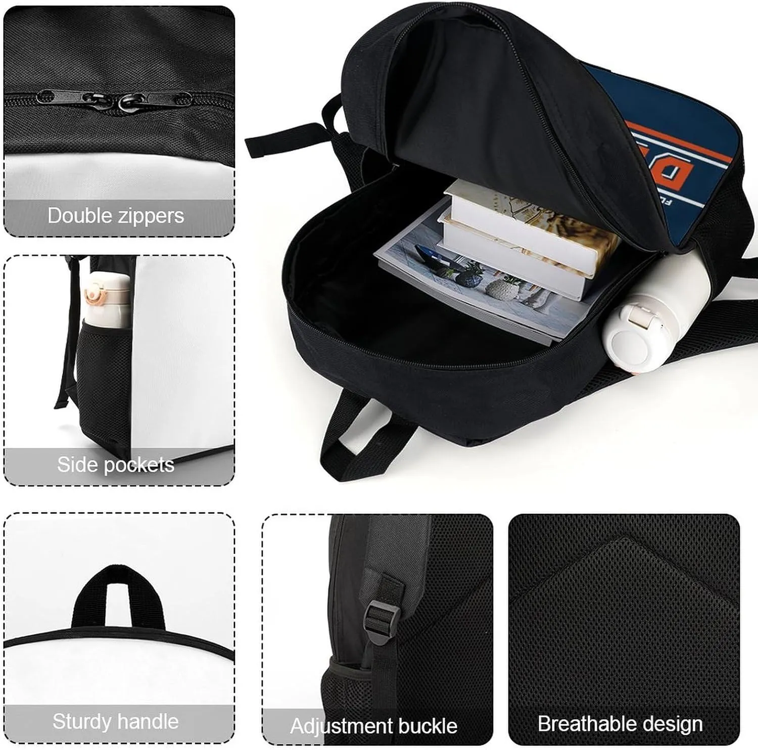 Custom Denver Backpack Personalized Name Number Large Capacity Laptop Bag for School Men Women Fan Gift (17 Inch)