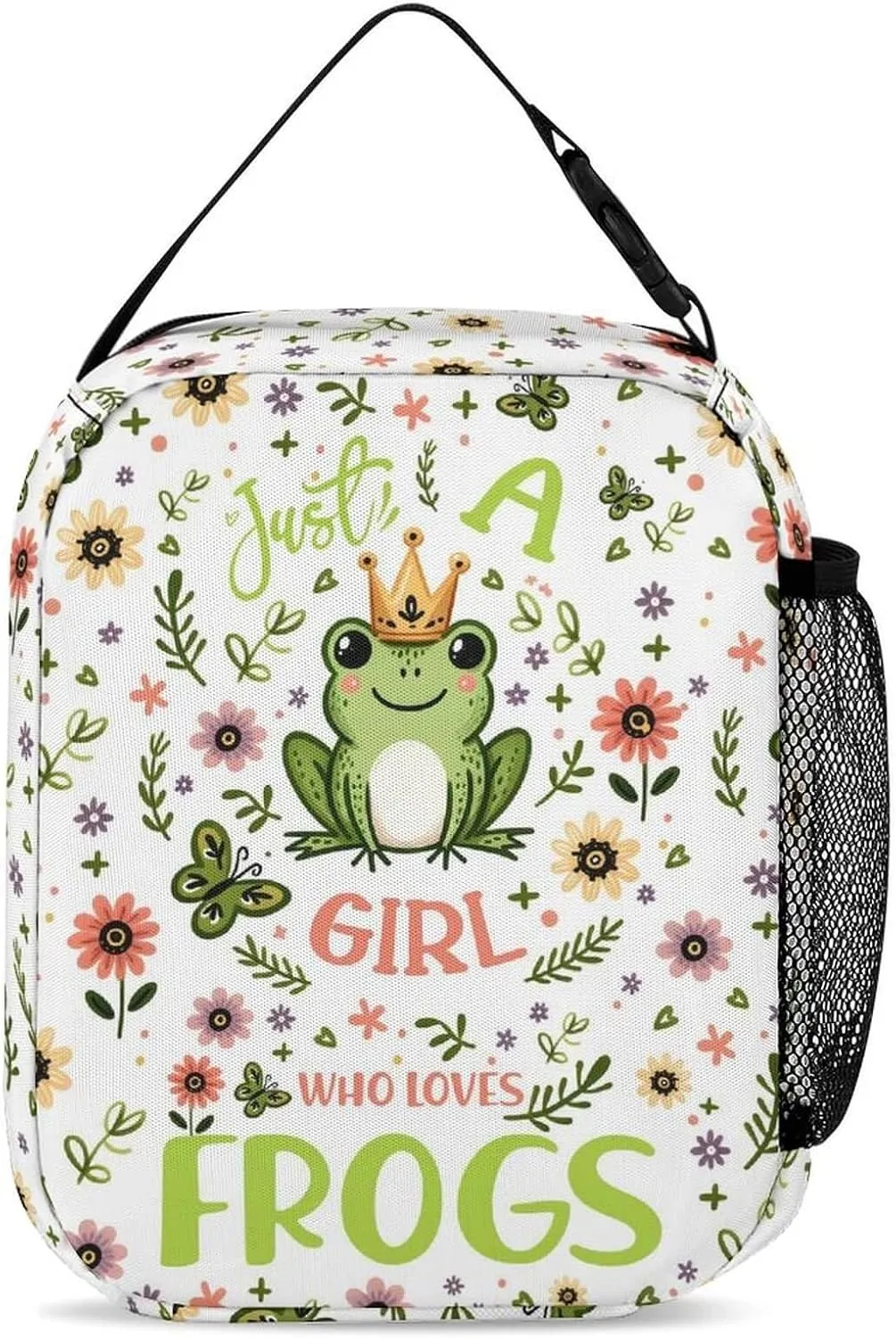 Custom Frog Backpack with Lunch Box & Pencil Case for Kids Girls Boys School, 16 Inch Cute Frogs Bookbag, School Backpack for Students Children, Lightweight, Large Capacity