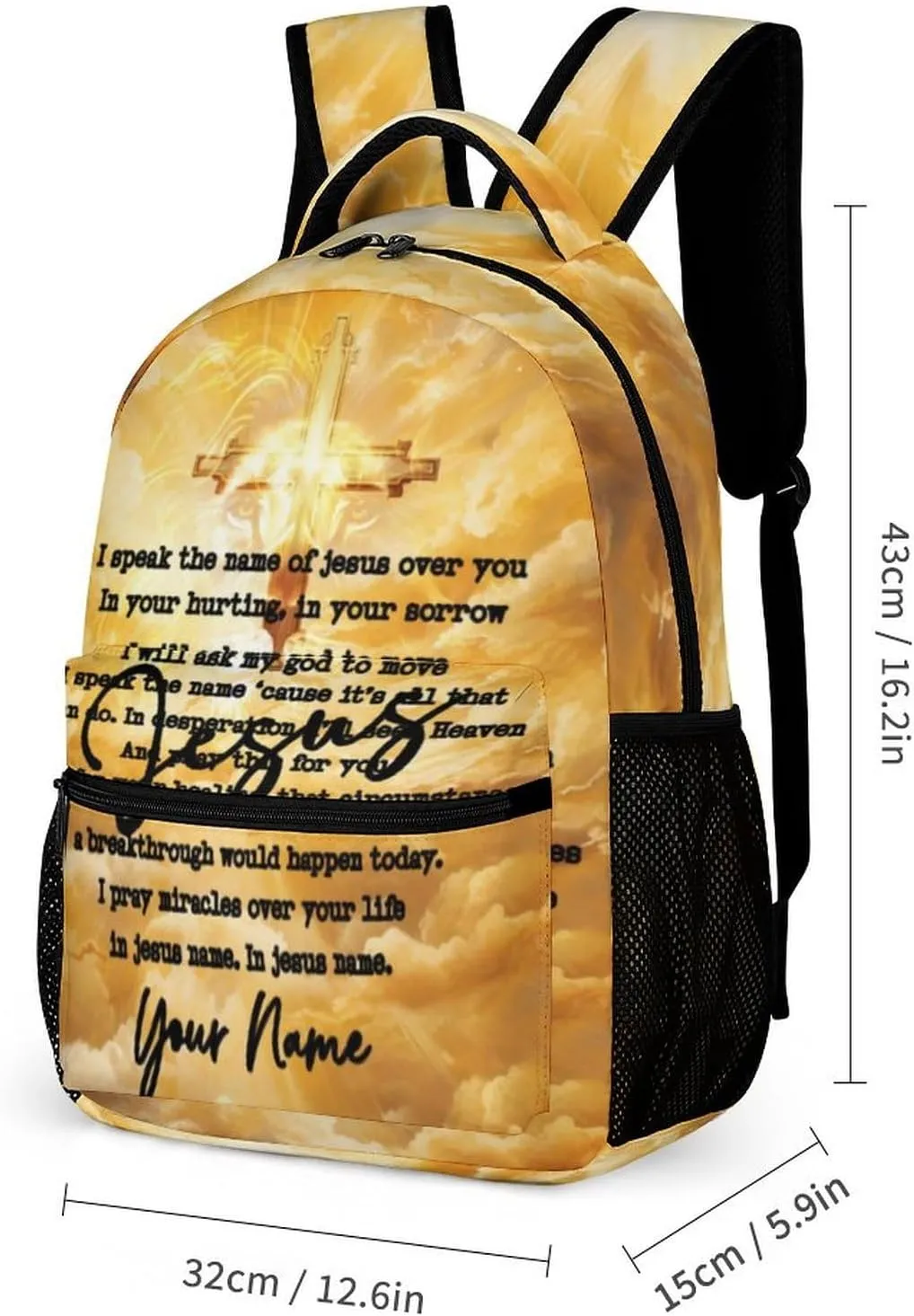 Custom Jesus Catholic Backpack with Lunch Box & Pencil Case, 16 Inch Divine Mercy Themed Bookbag, Adjustable Lightweight Large Capacity, Colorful Religious Christiane Backpack Set with Lunch Bag