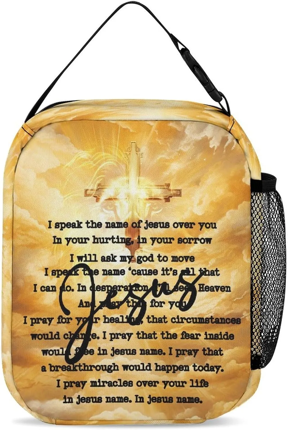 Custom Jesus Catholic Backpack with Lunch Box & Pencil Case, 16 Inch Divine Mercy Themed Bookbag, Adjustable Lightweight Large Capacity, Colorful Religious Christiane Backpack Set with Lunch Bag
