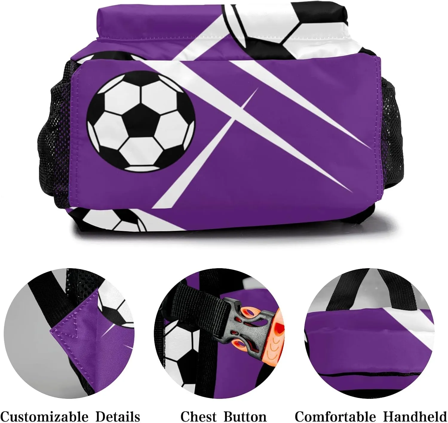 Custom Kid Backpack, Sport Soccer Player Number Team Name Purple Personalized School Bookbag with Your Own Name, Customization Casual Bookbags for Student Girls Boys