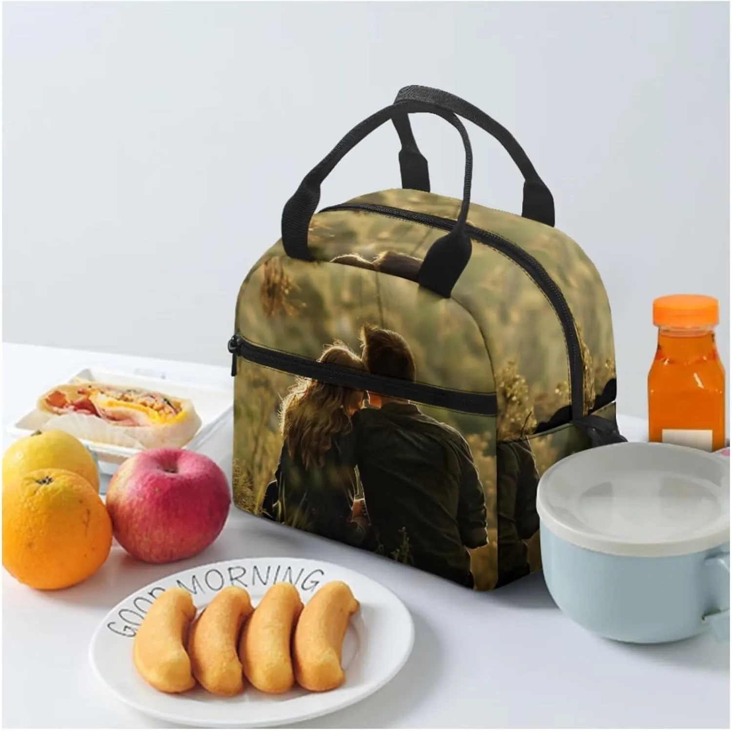 Custom Name/Image Backpack with Lunch Box Compartment Multi-Functional Large Capacity Tote Bag for School Waterproof Leakproof Insulated Lunch Bag and Pencil Case