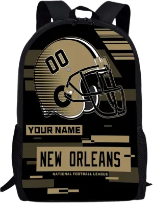 Custom New Orleans Backpack Personalized Name Number 17 Inch Laptop Shoulder Bag Fan Gift for Boy Girl Men Women