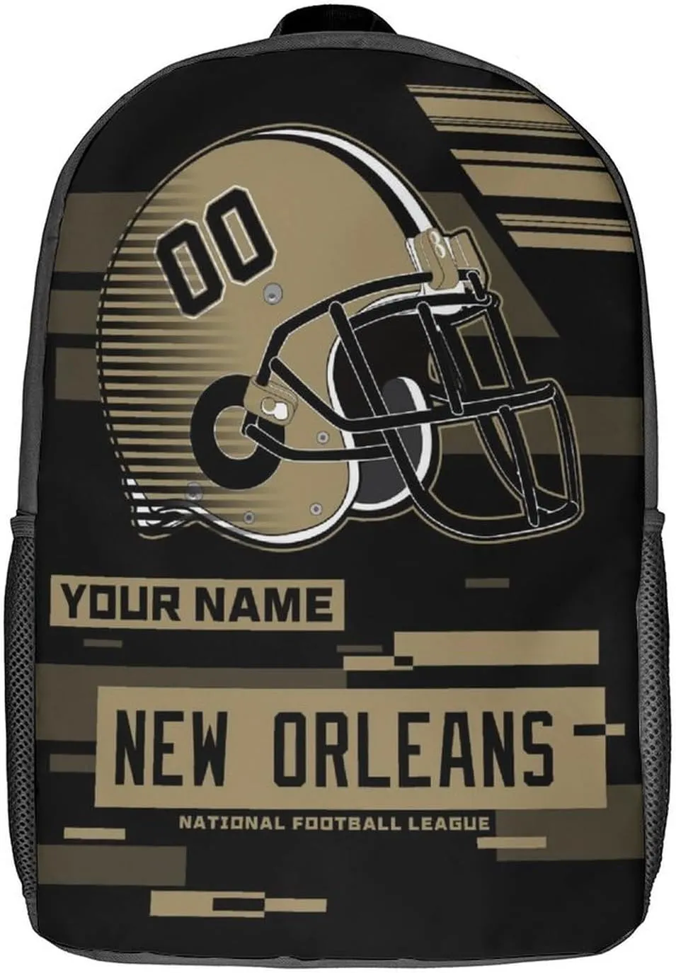 Custom New Orleans Backpack Personalized Name Number 17 Inch Laptop Shoulder Bag Fan Gift for Boy Girl Men Women