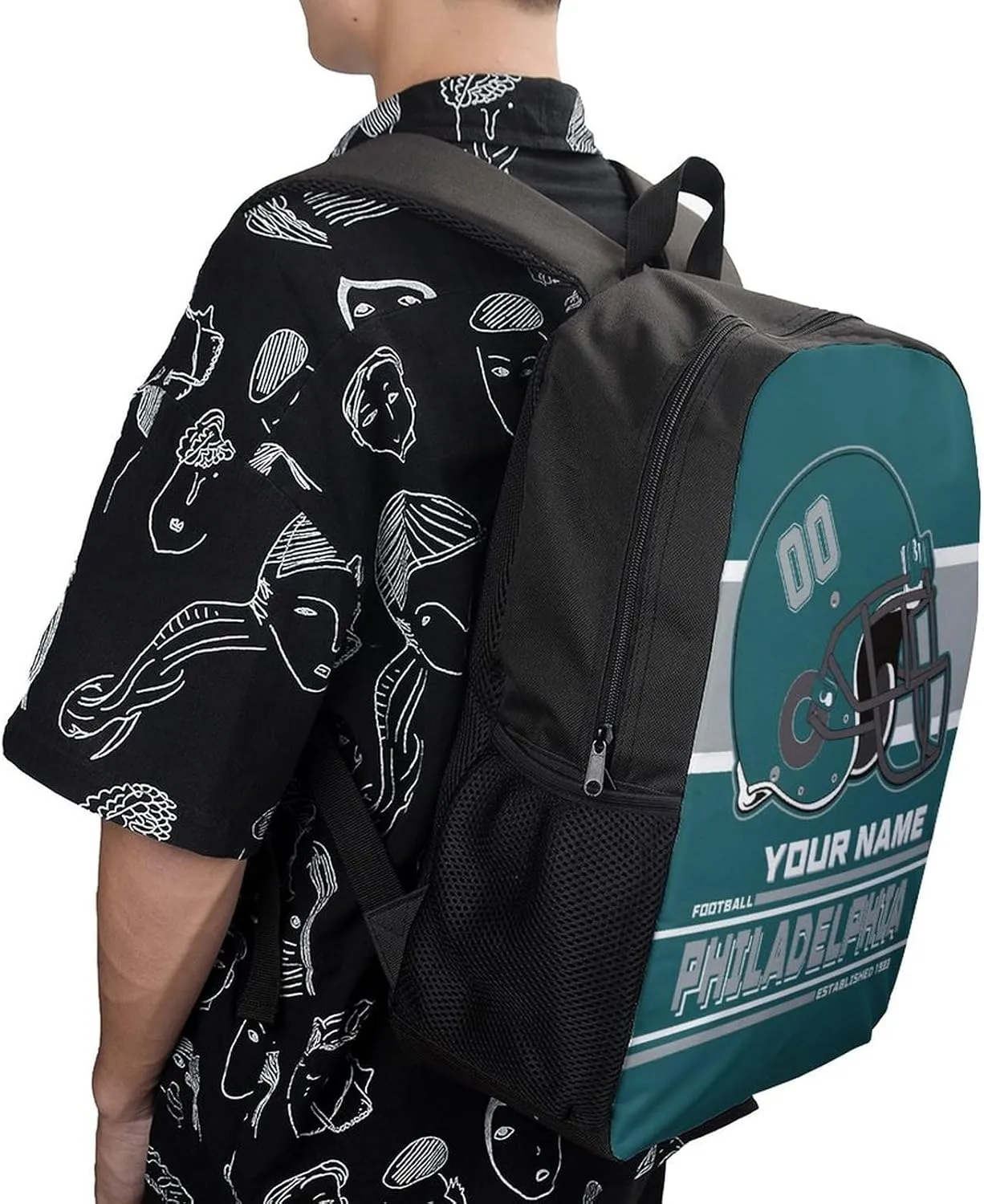 Custom Philadelphia Backpack Personalized Name Number Large Capacity Laptop Bag for School Men Women Fan Gift (17 Inch)