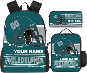 Custom Philadelphia Backpack Personalized Name Number Large Capacity Laptop Bag for School Men Women Fan Gift (17 Inch)