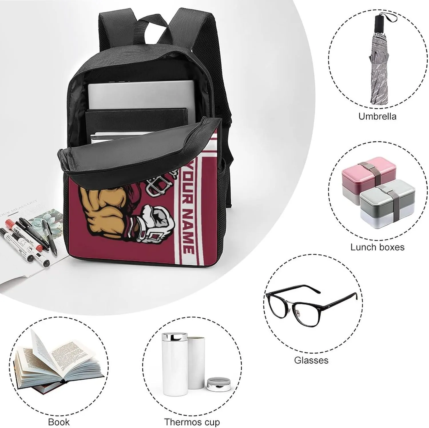 Custom Shoulder Arizona Backpack Personalized Any Name Number 17 Inch Large Capacity Laptop Bag Bookbag Gifts for Men Women