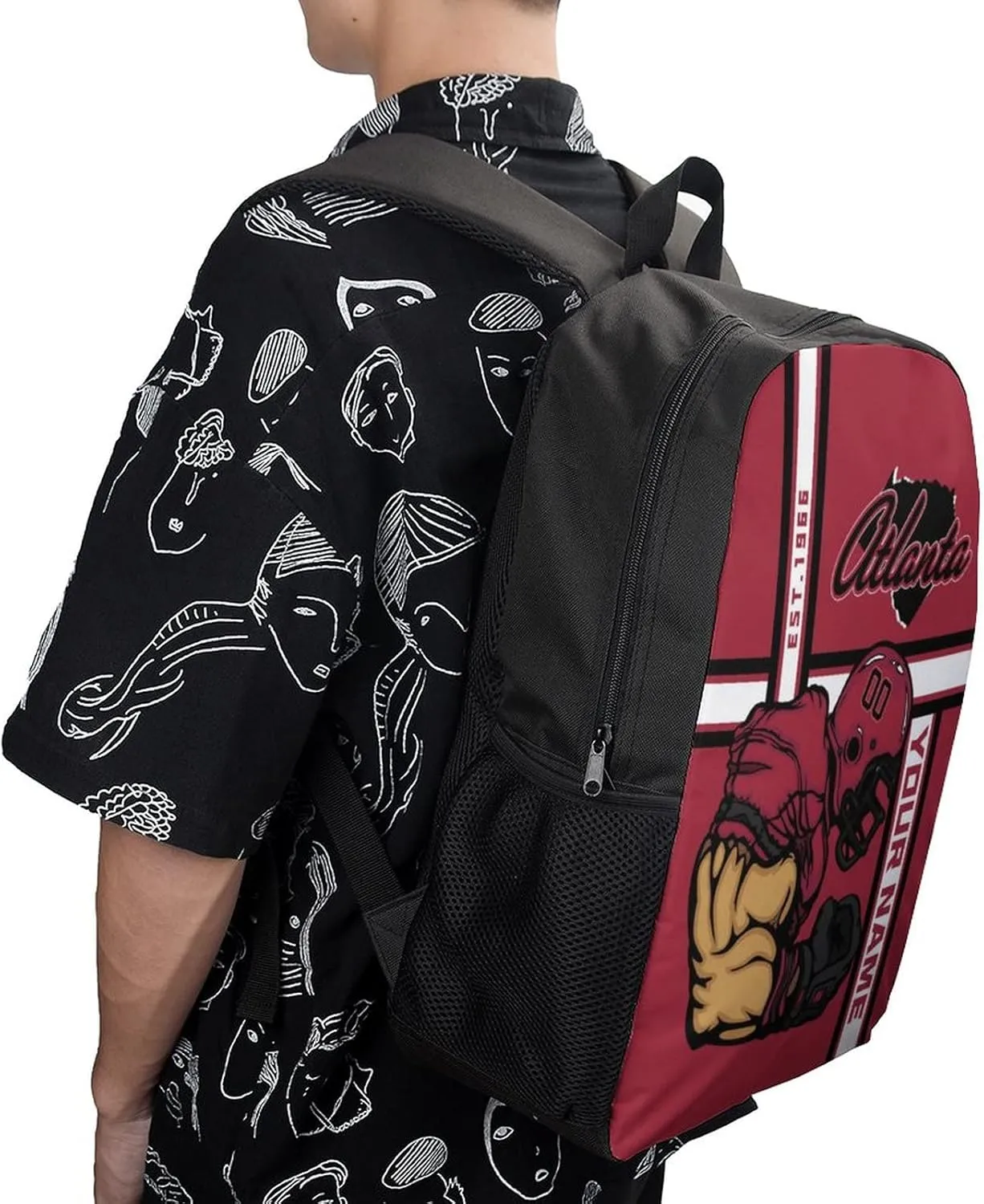 Custom Shoulder Atlanta Backpack Personalized Any Name Number 17 Inch Large Capacity Laptop Bag Bookbag Gifts for Men Women