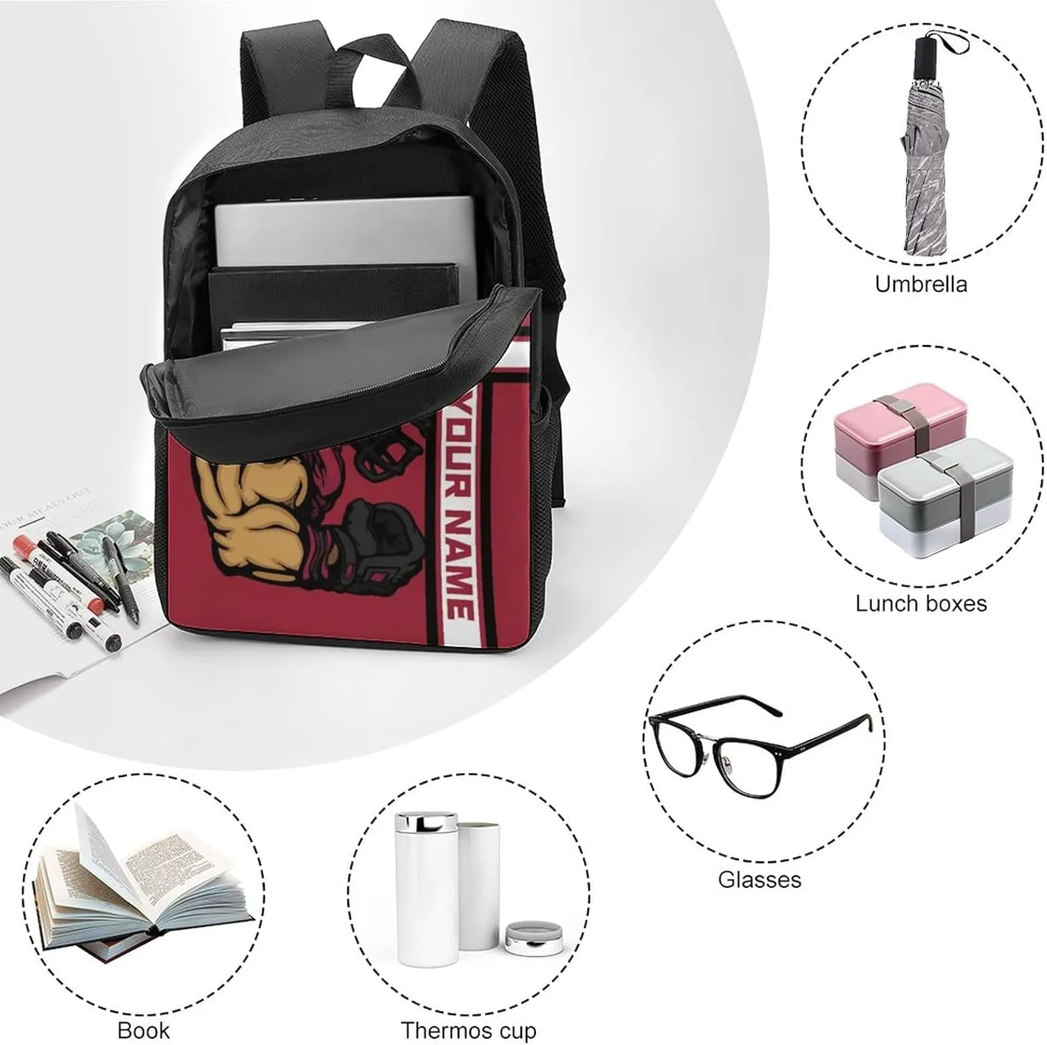 Custom Shoulder Atlanta Backpack Personalized Any Name Number 17 Inch Large Capacity Laptop Bag Bookbag Gifts for Men Women