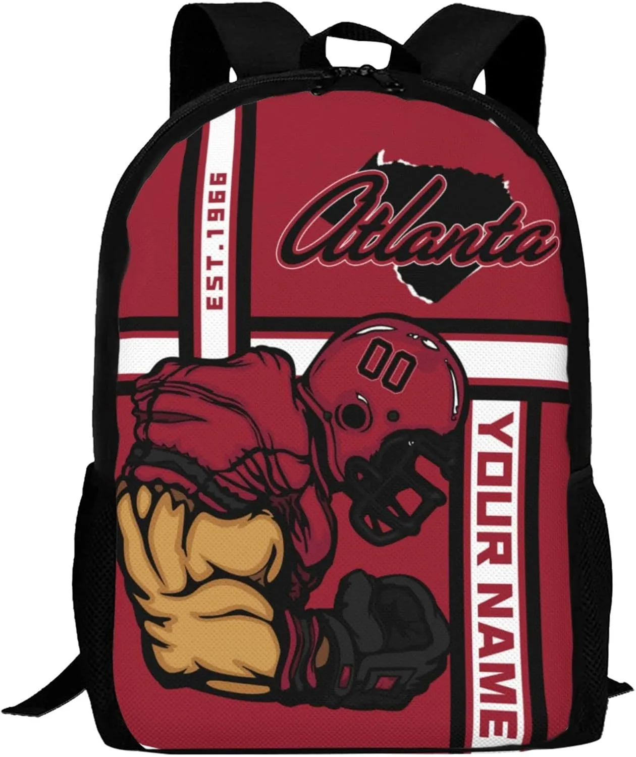 Custom Shoulder Atlanta Backpack Personalized Any Name Number 17 Inch Large Capacity Laptop Bag Bookbag Gifts for Men Women