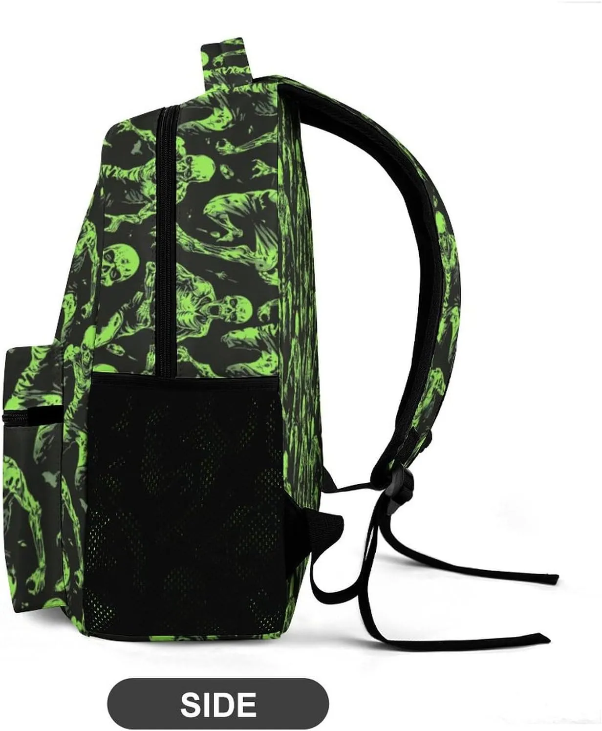 Custom Zombie Backpack for Kids Girls Boys School, 16 Inches Scary Zombies Theme Bookbag, Adjustable, Lightweight, Large Capacity, Colorful Haunted Horror Backpack