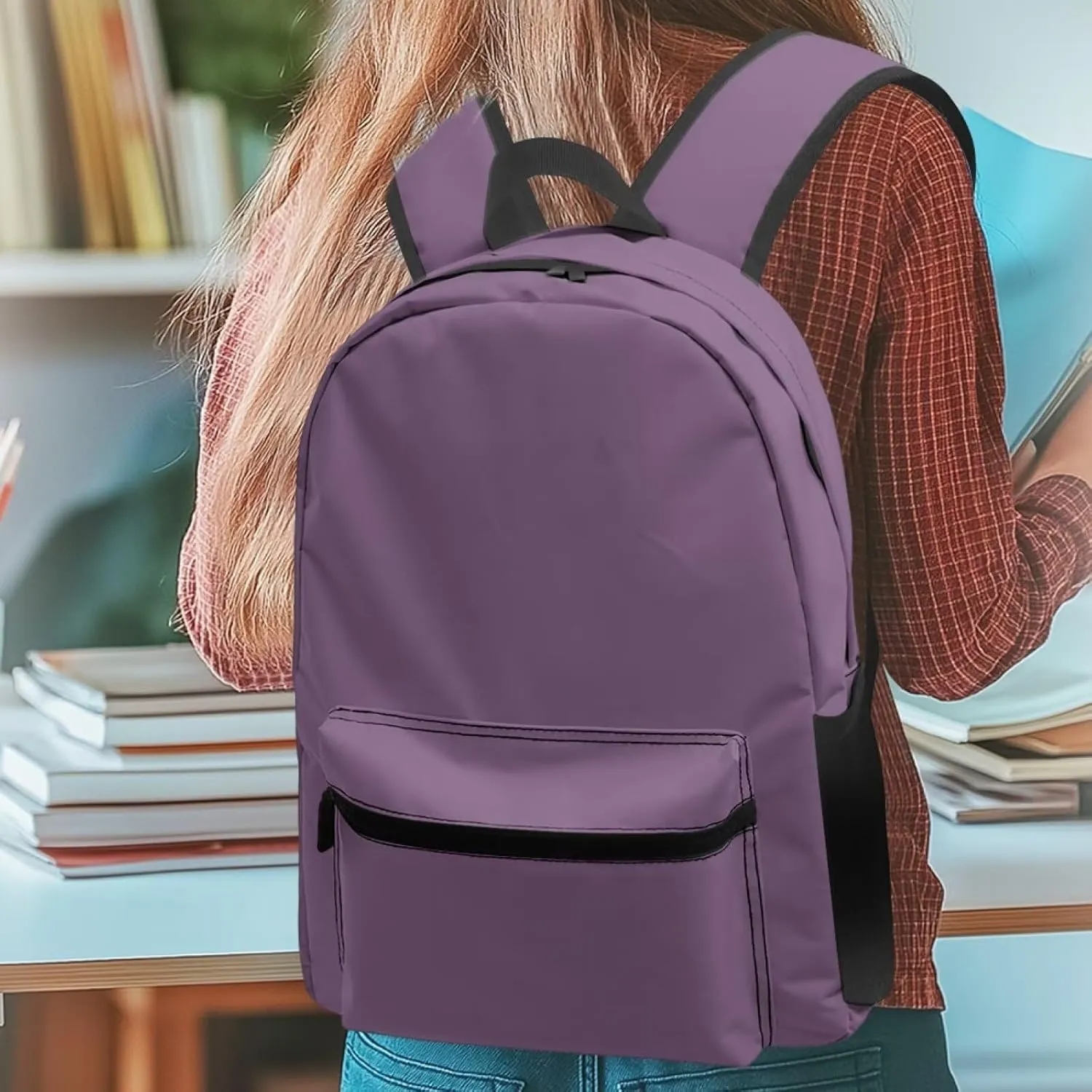 Customized All Over Print Backpack for Women & Men - 17 In Lightweight Laptop Backpack, Water Resistant College School Bookbag with Side Pockets, Trendy Travel Rucksack (Grape Purple)